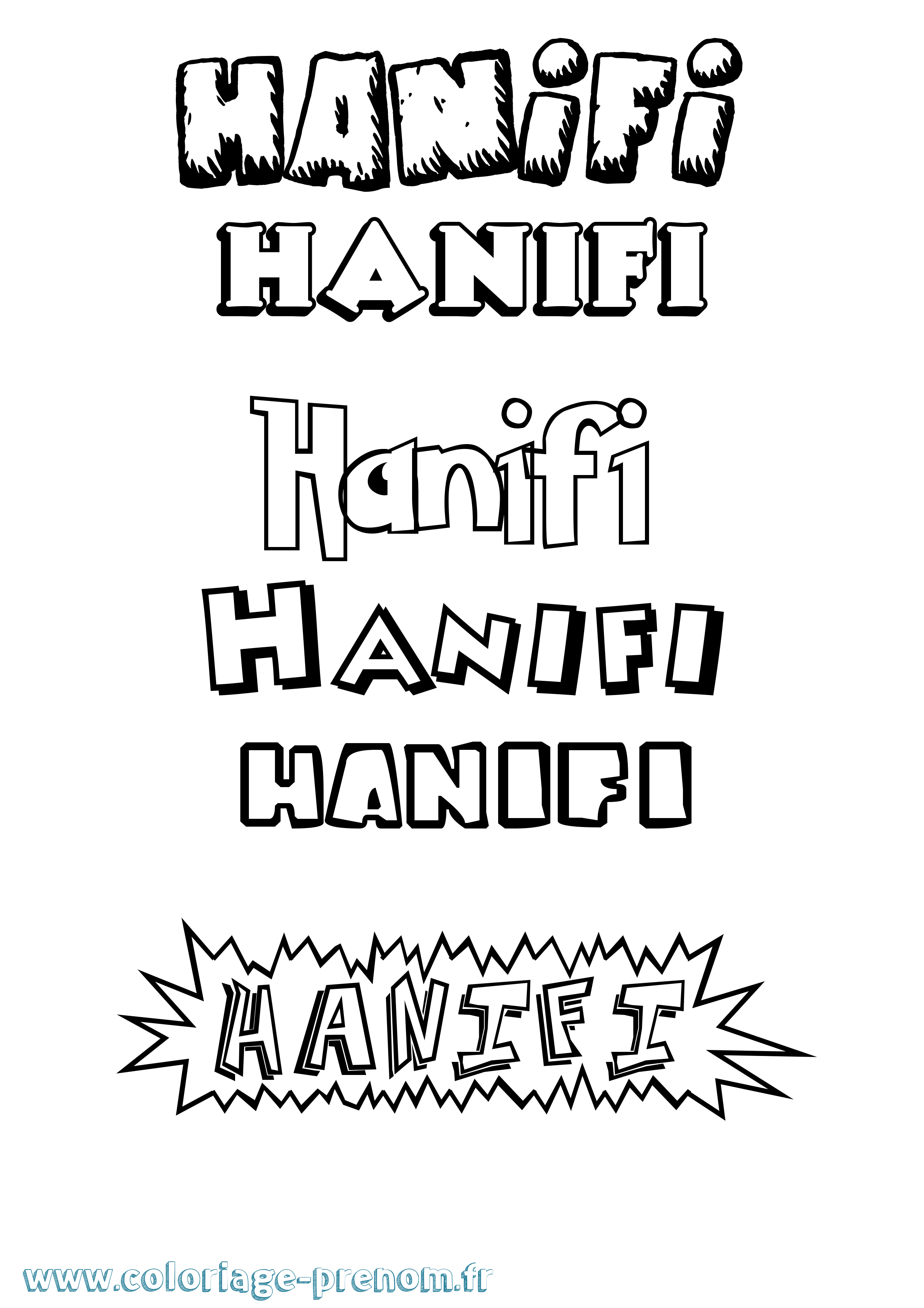 Coloriage prénom Hanifi Dessin Animé
