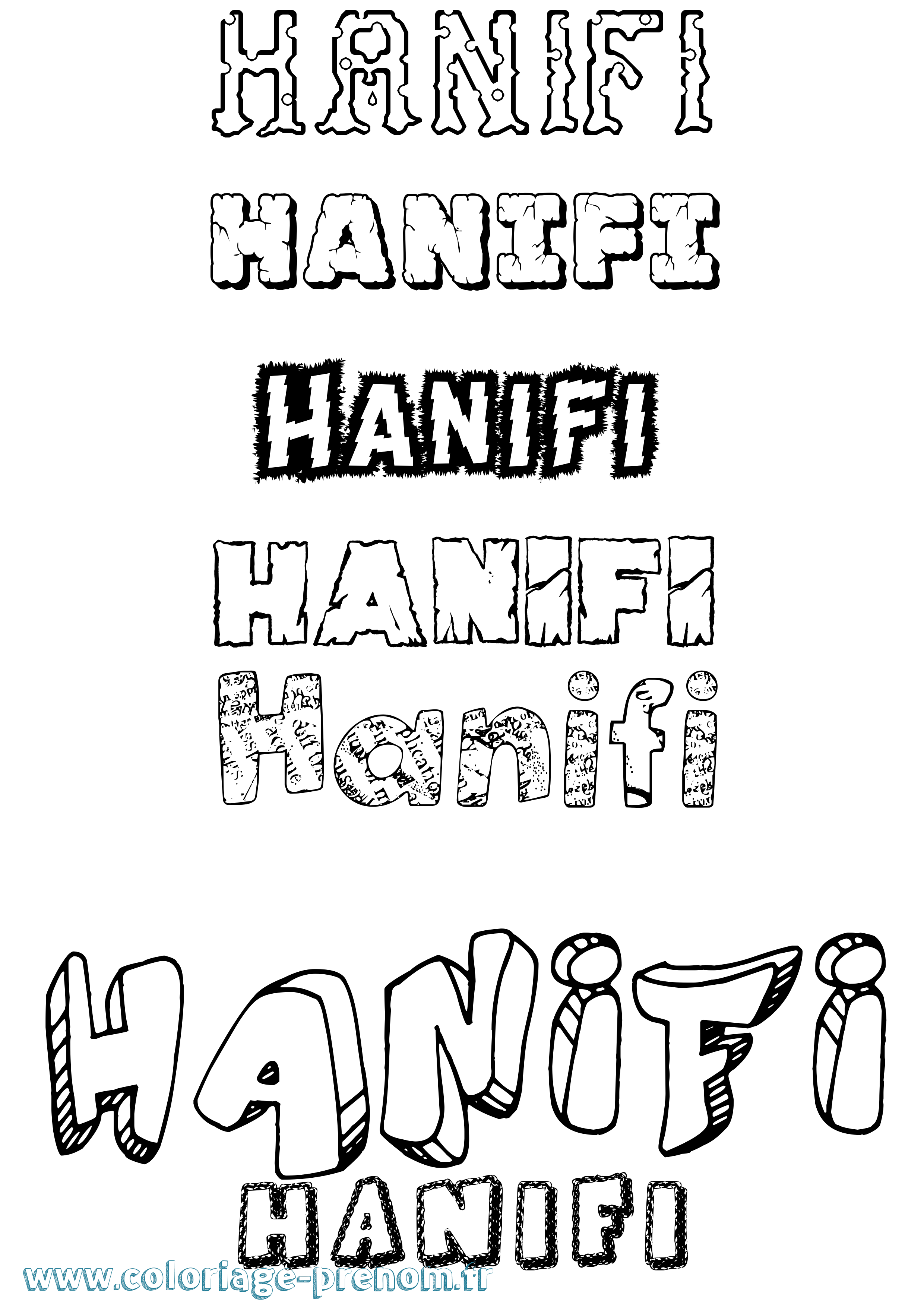 Coloriage Hanifi Destructuré Coloriage prénom Hanifi Destructuré