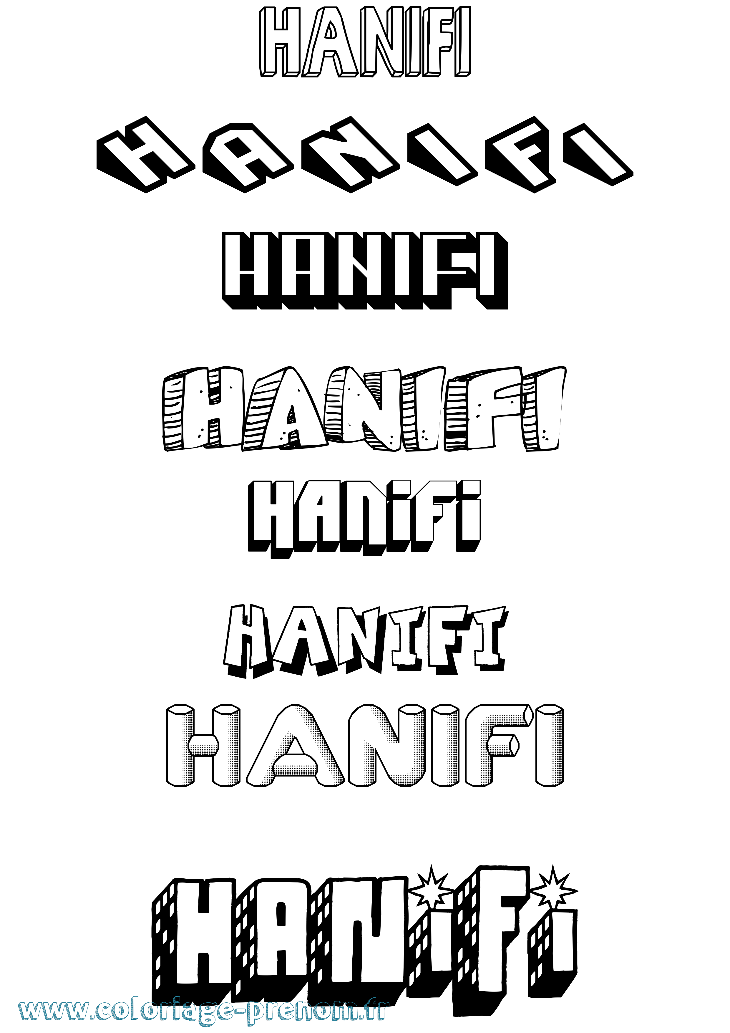 Coloriage Hanifi Effet 3D Coloriage prénom Hanifi Effet 3D