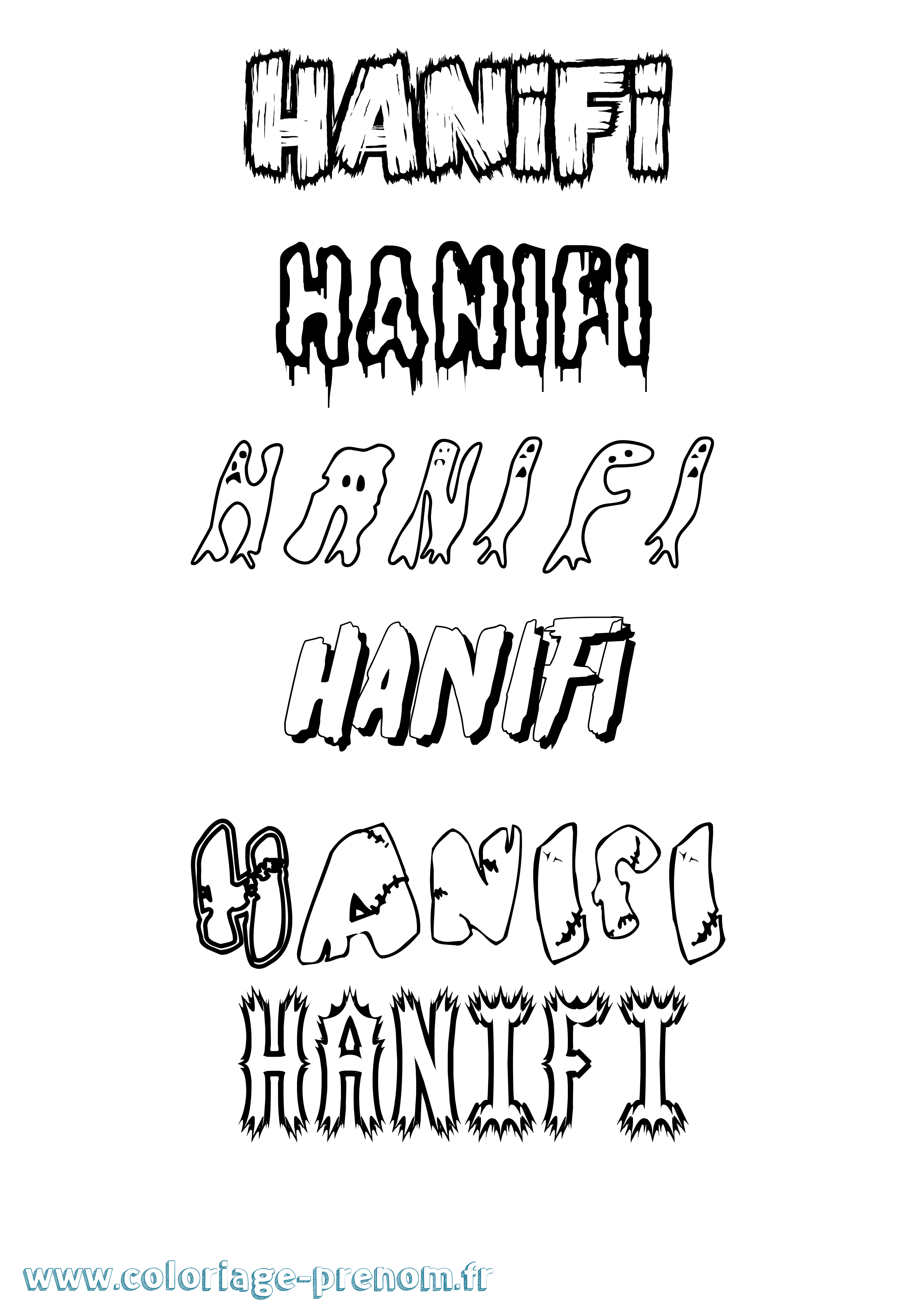Coloriage Hanifi Frisson Coloriage prénom Hanifi Frisson