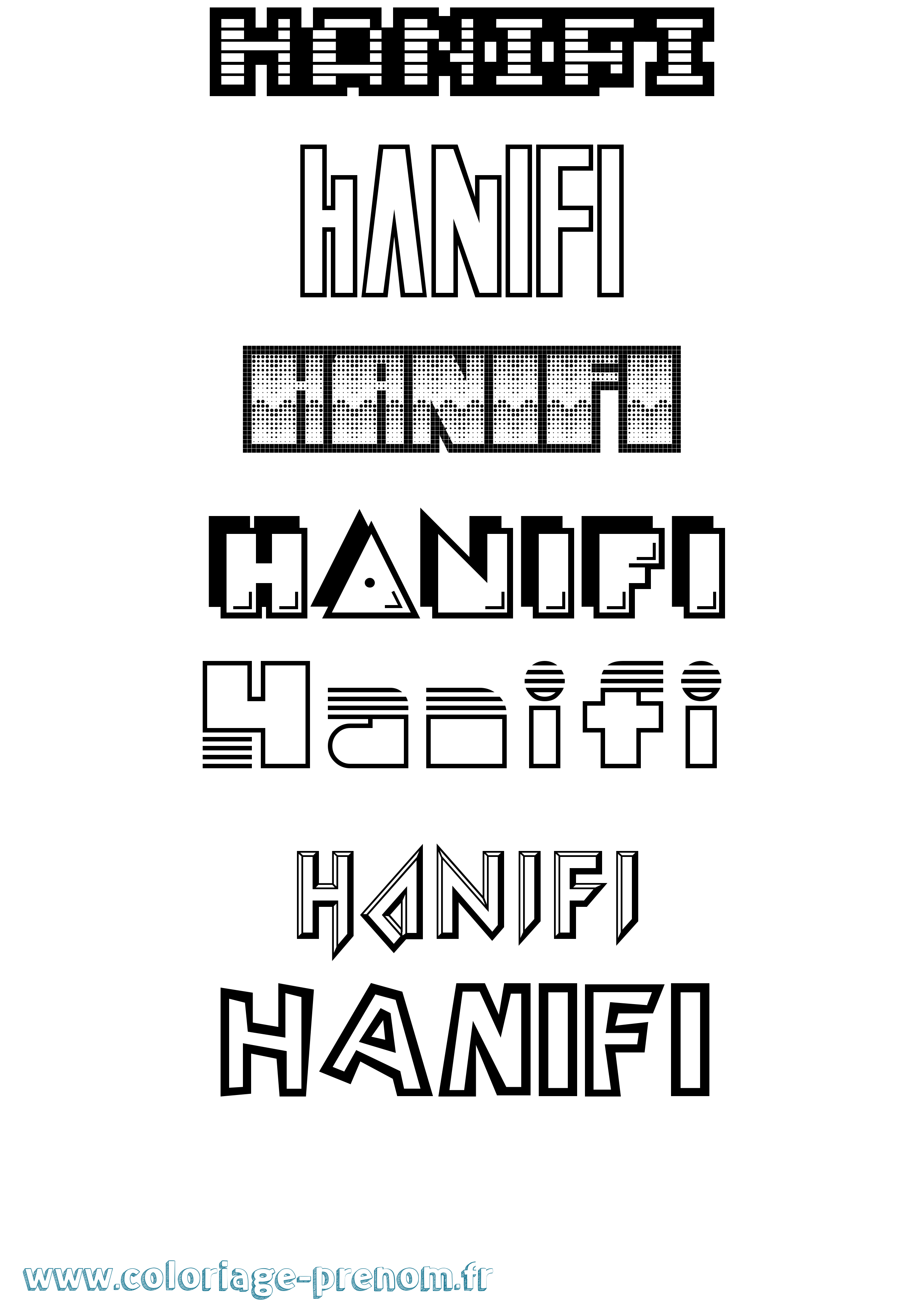Coloriage prénom Hanifi Jeux Vidéos