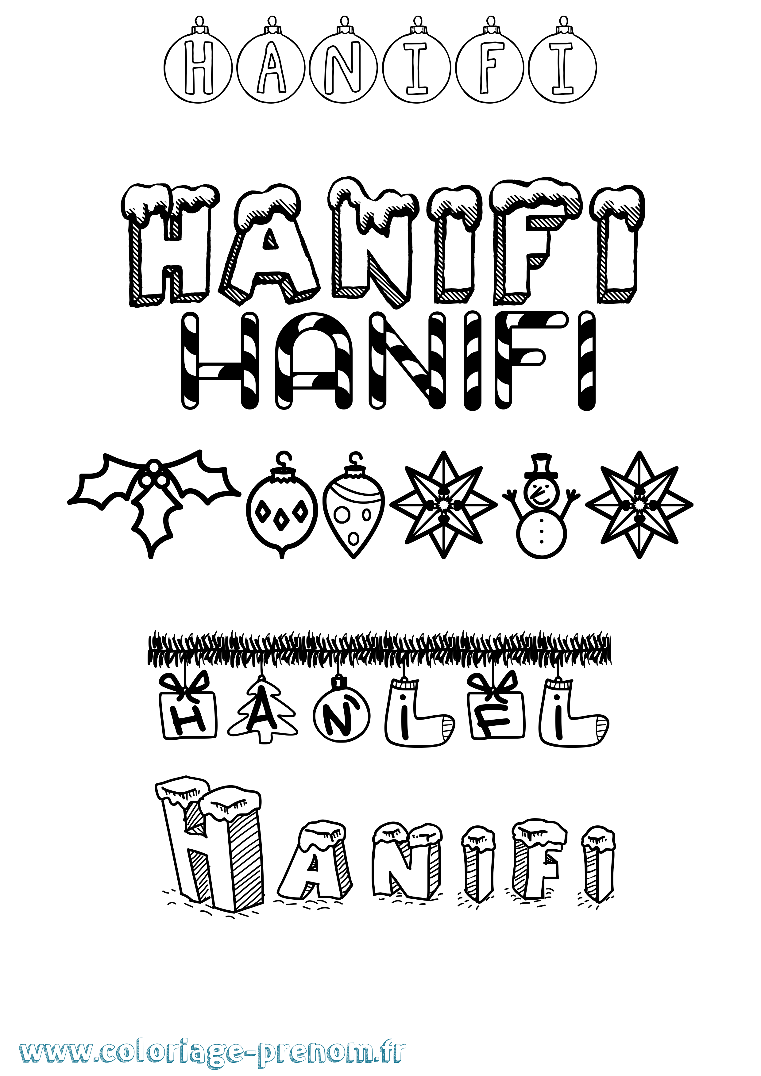 Coloriage Hanifi Noël Coloriage prénom Hanifi Noël