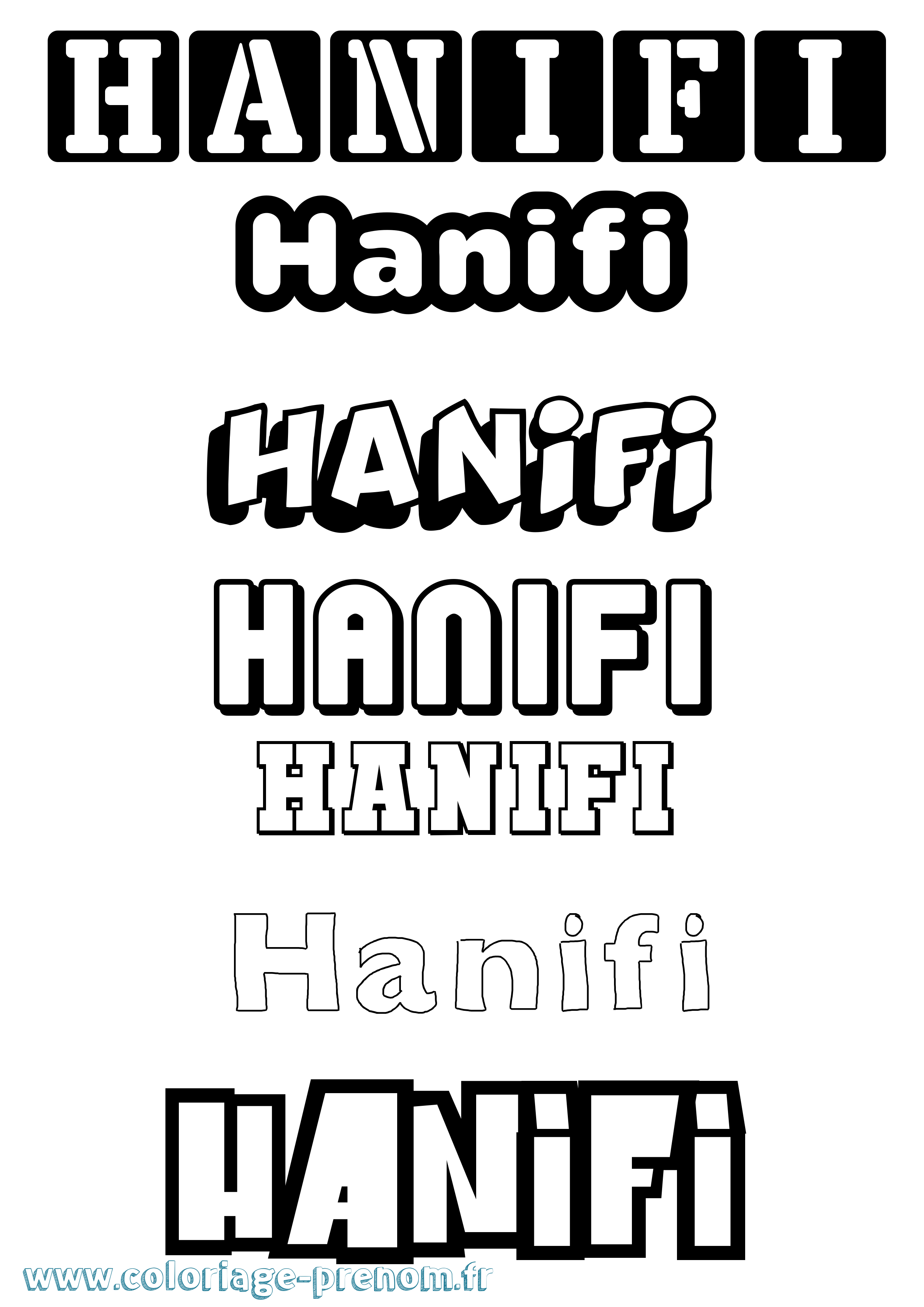 Coloriage prénom Hanifi Simple