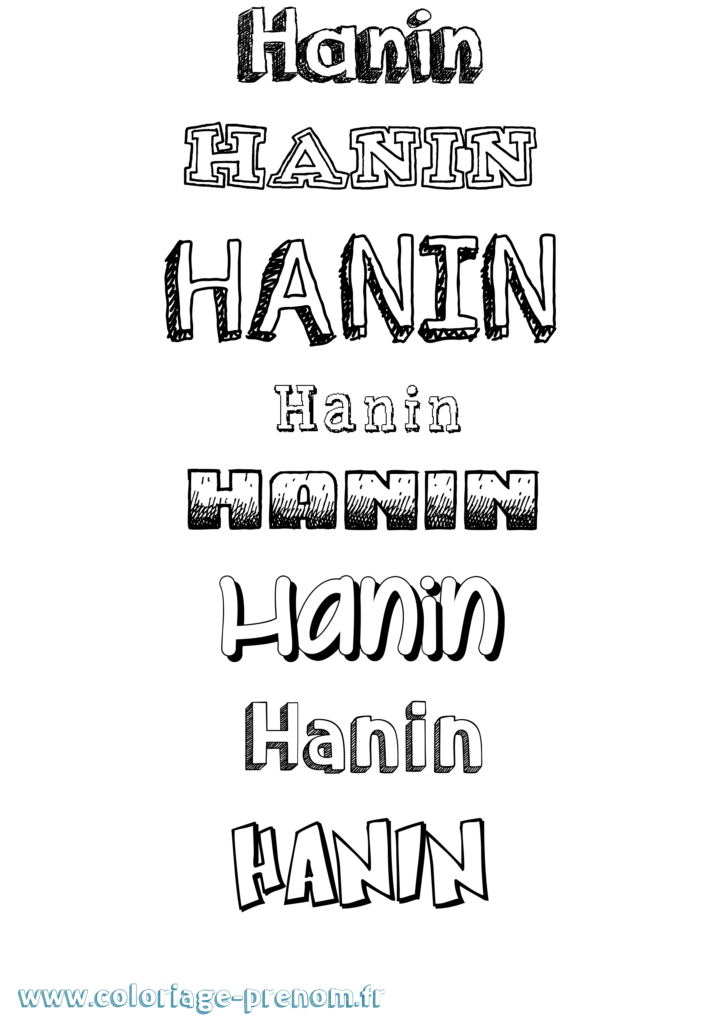 Coloriage prénom Hanin Dessiné
