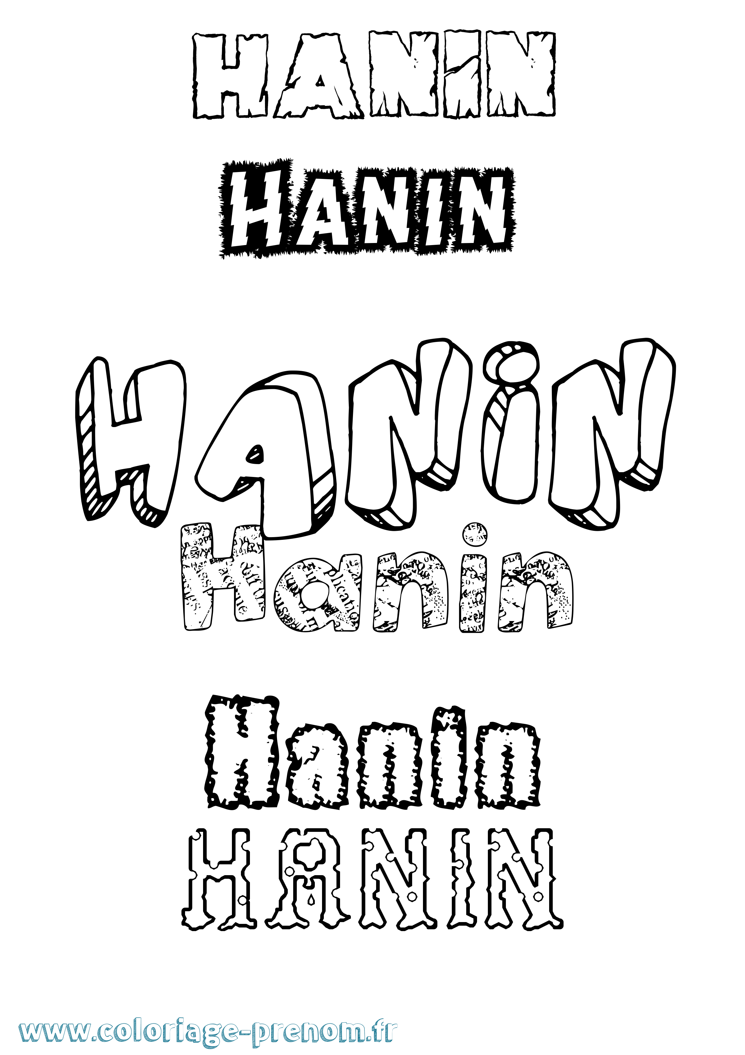 Coloriage Hanin Destructuré Coloriage prénom Hanin Destructuré
