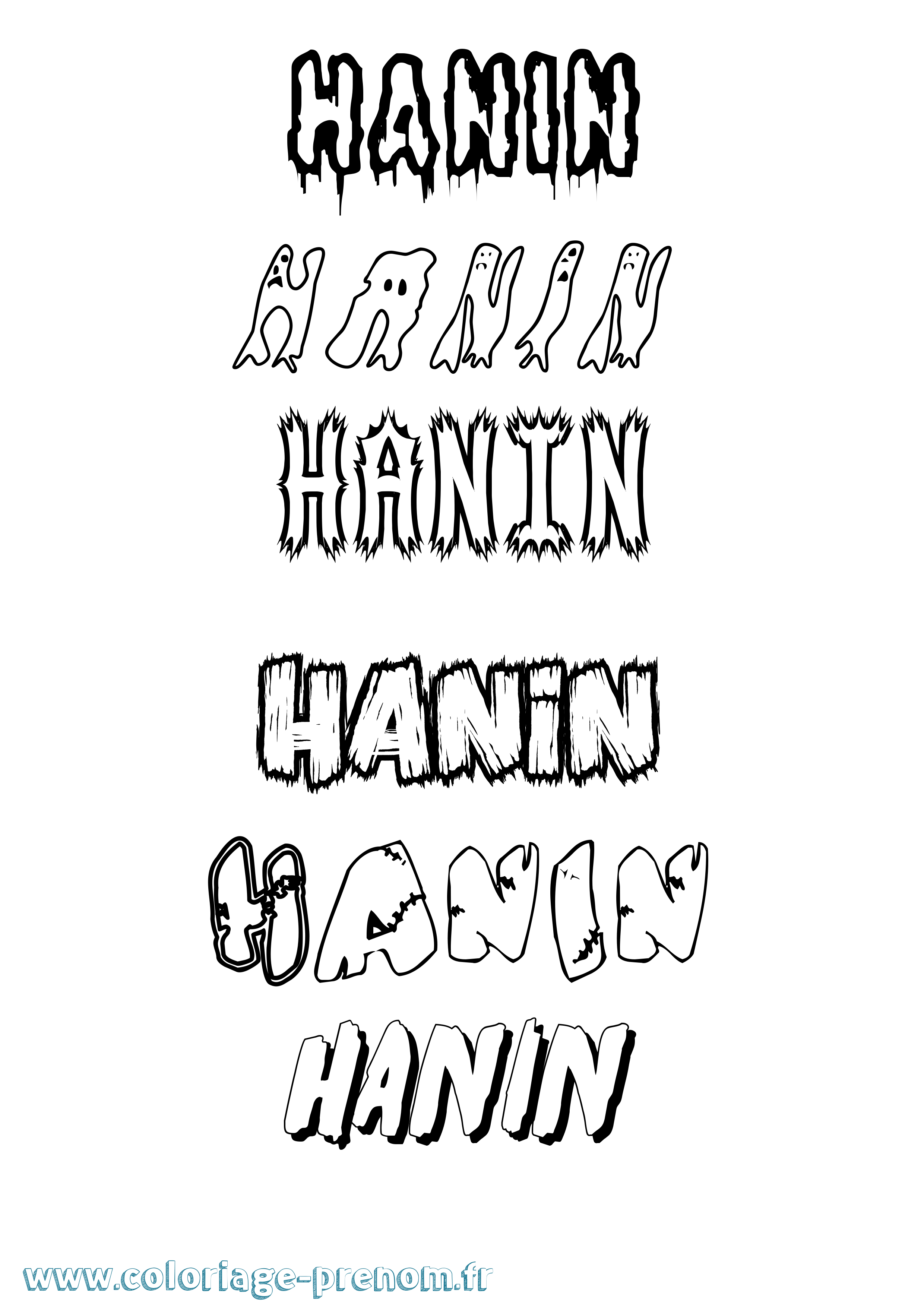 Coloriage Hanin Frisson Coloriage prénom Hanin Frisson