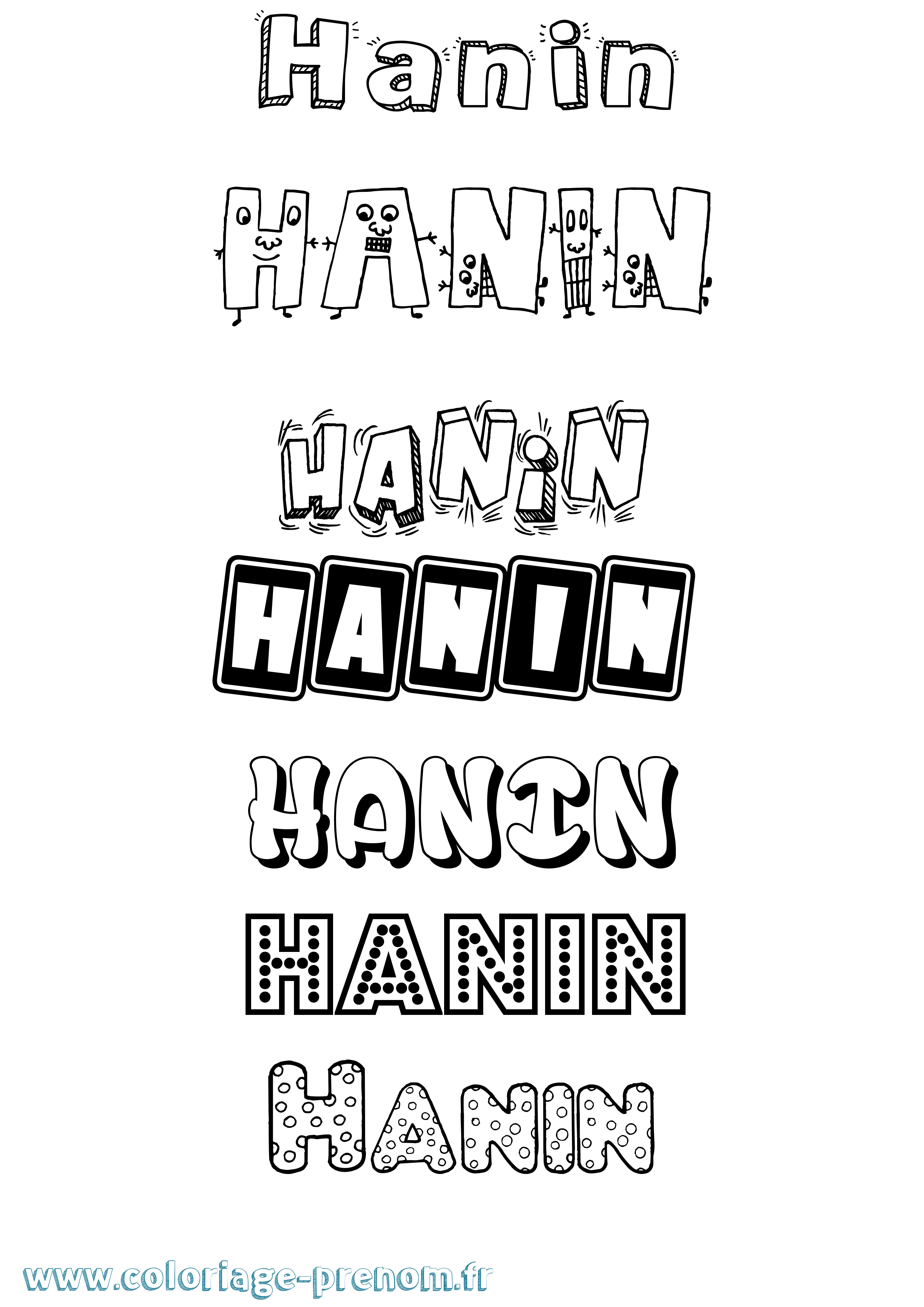 Coloriage prénom Hanin Fun