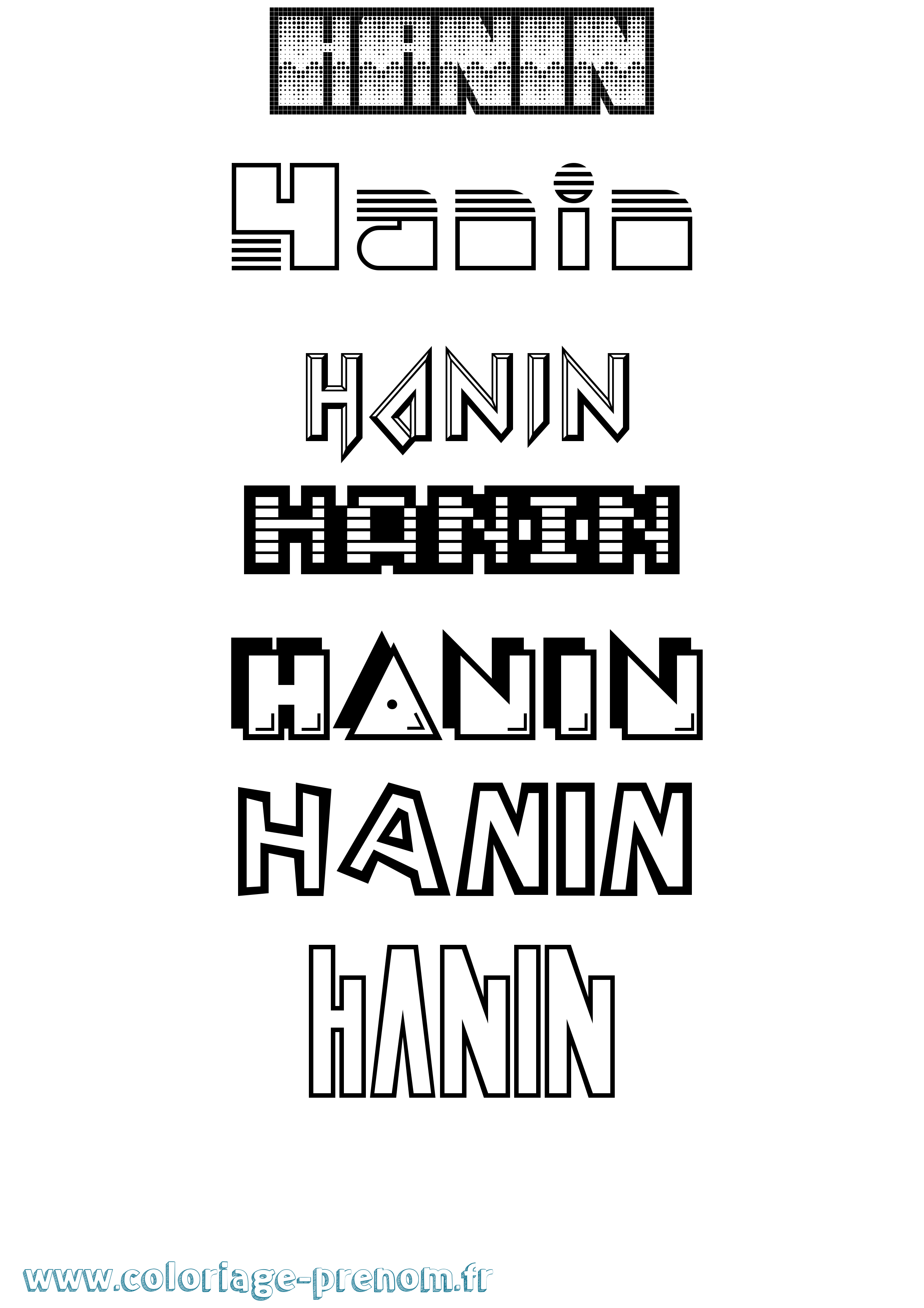 Coloriage prénom Hanin Jeux Vidéos