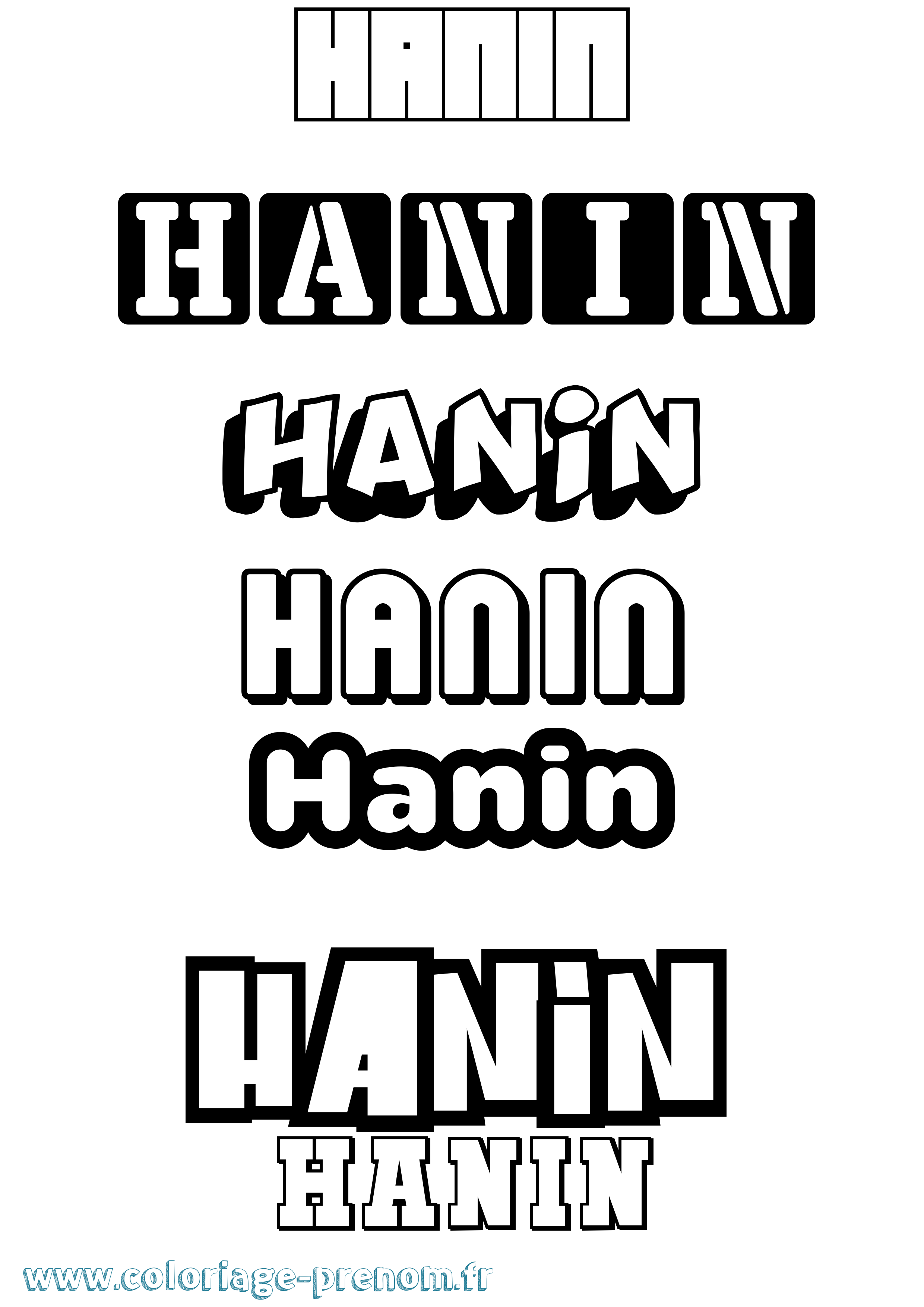 Coloriage prénom Hanin Simple