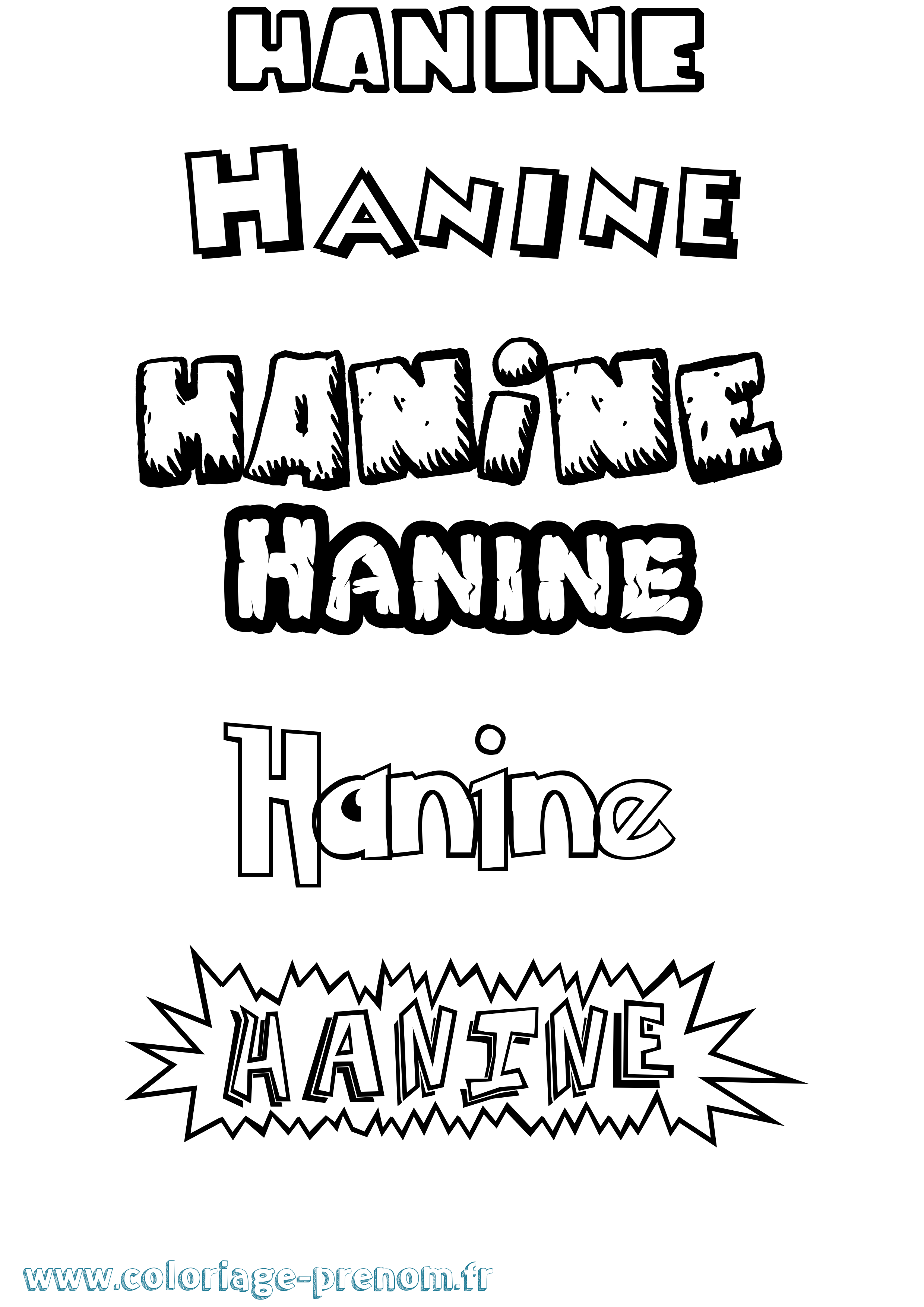 Coloriage prénom Hanine Dessin Animé