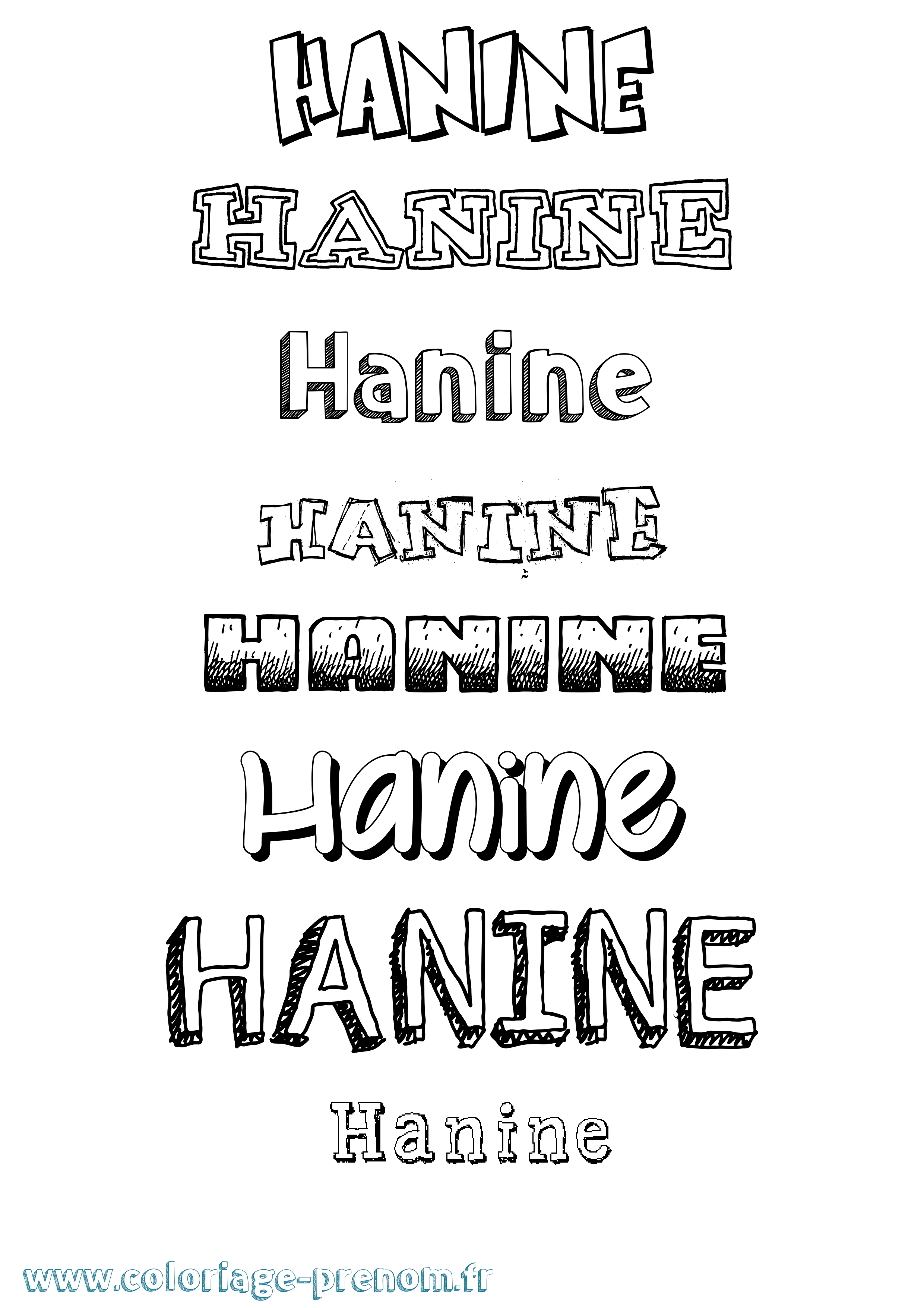 Coloriage prénom Hanine Dessiné