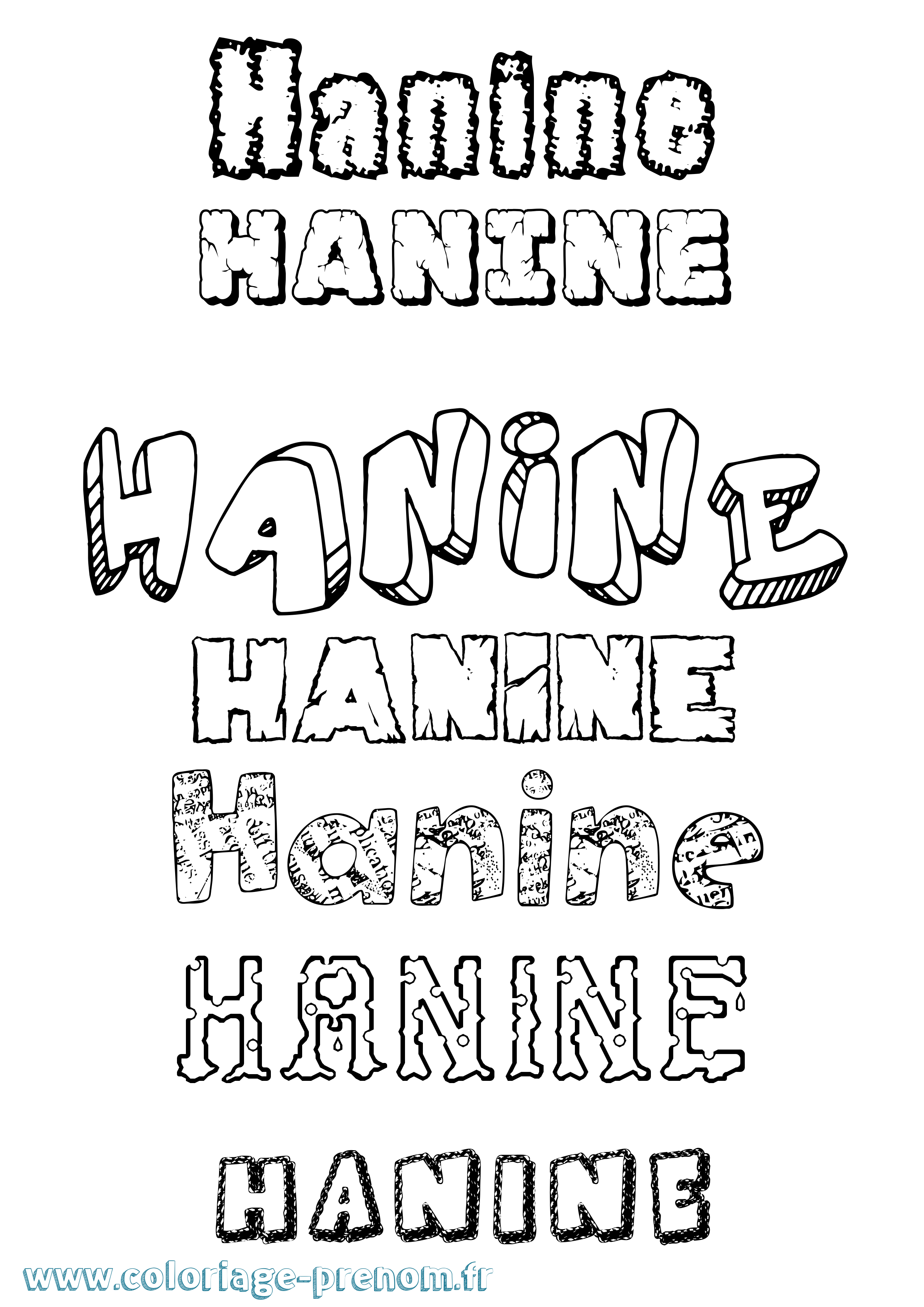 Coloriage prénom Hanine Destructuré