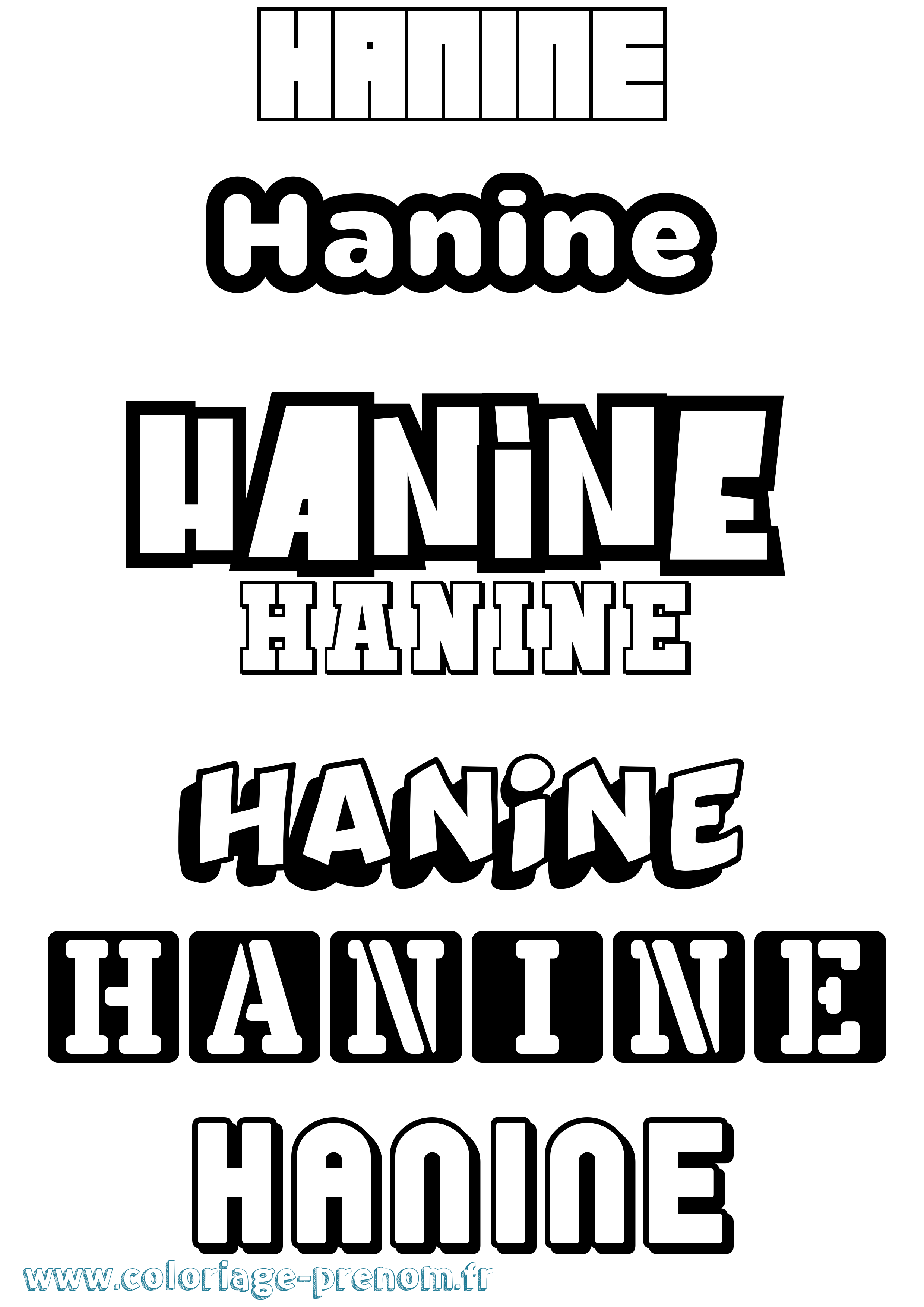 Coloriage prénom Hanine Simple