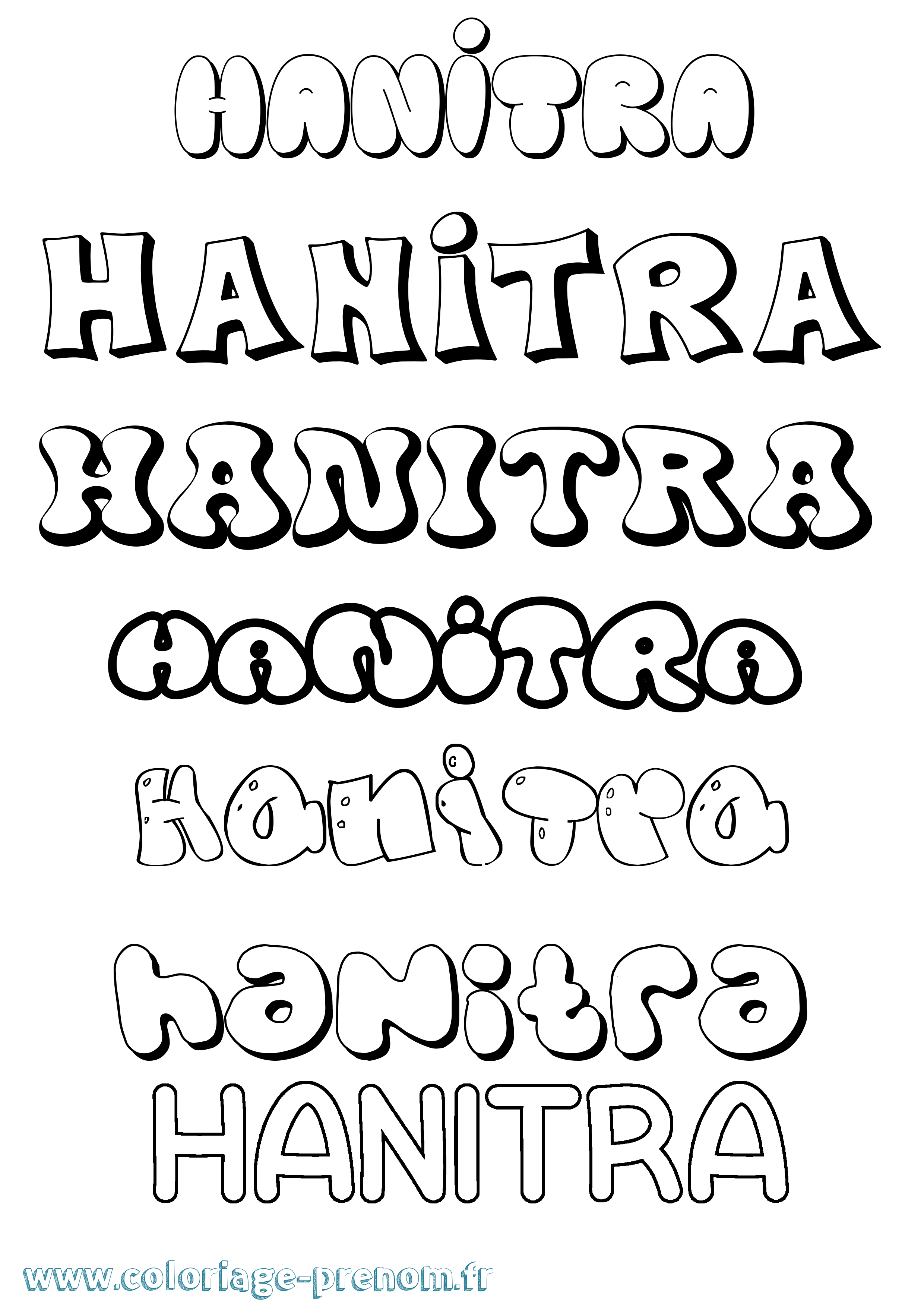 Coloriage prénom Hanitra Bubble