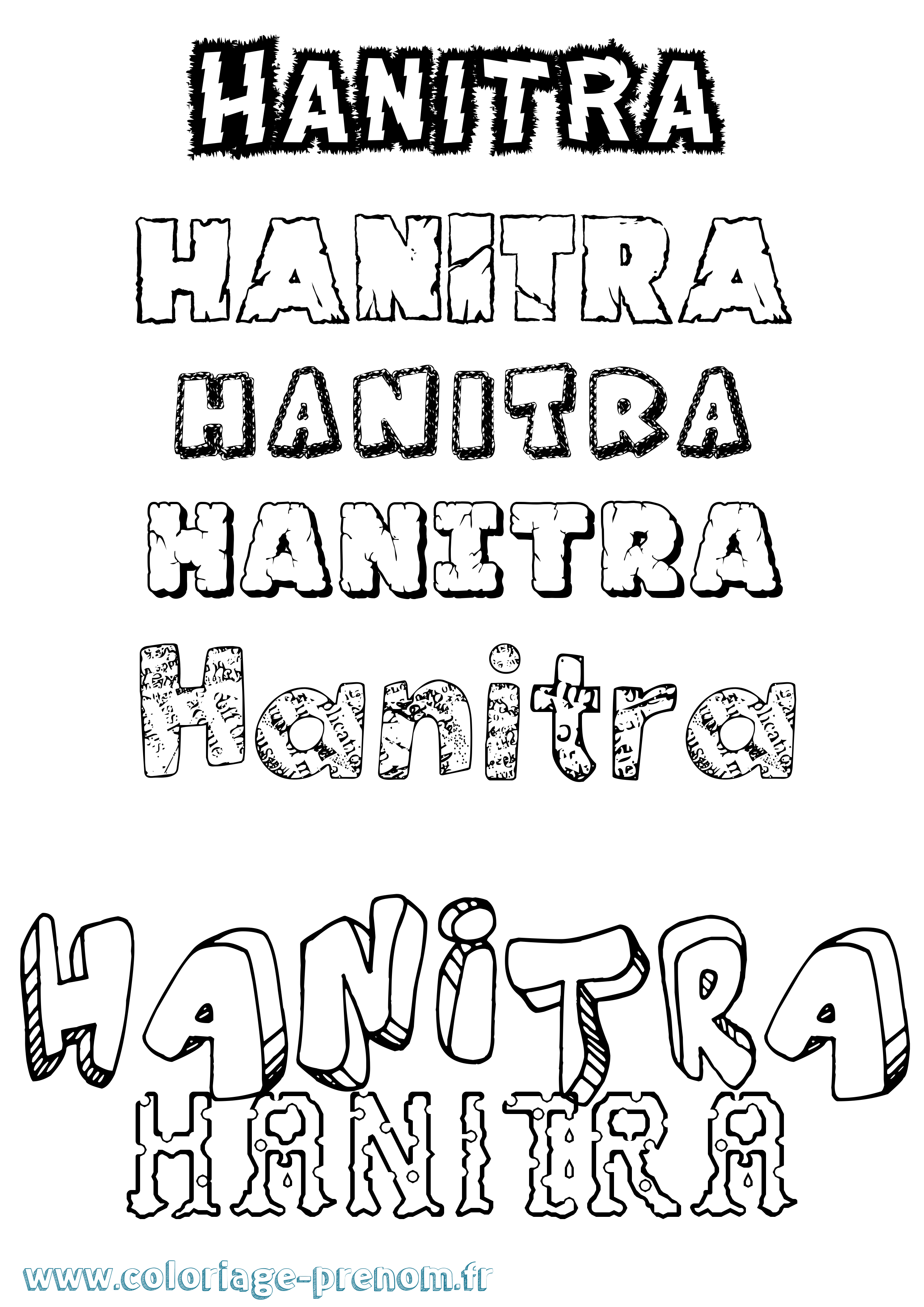 Coloriage prénom Hanitra Destructuré