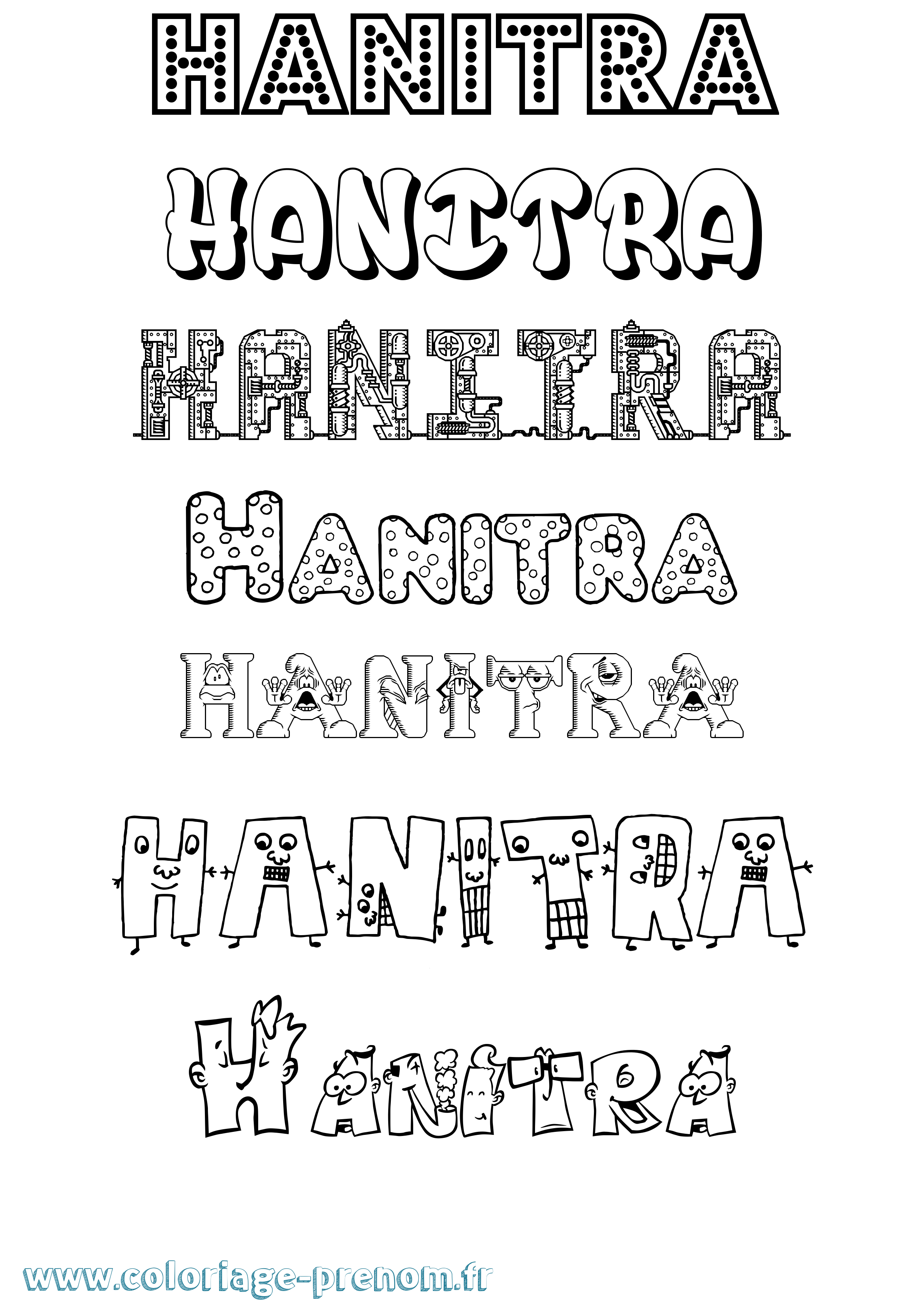 Coloriage prénom Hanitra Fun