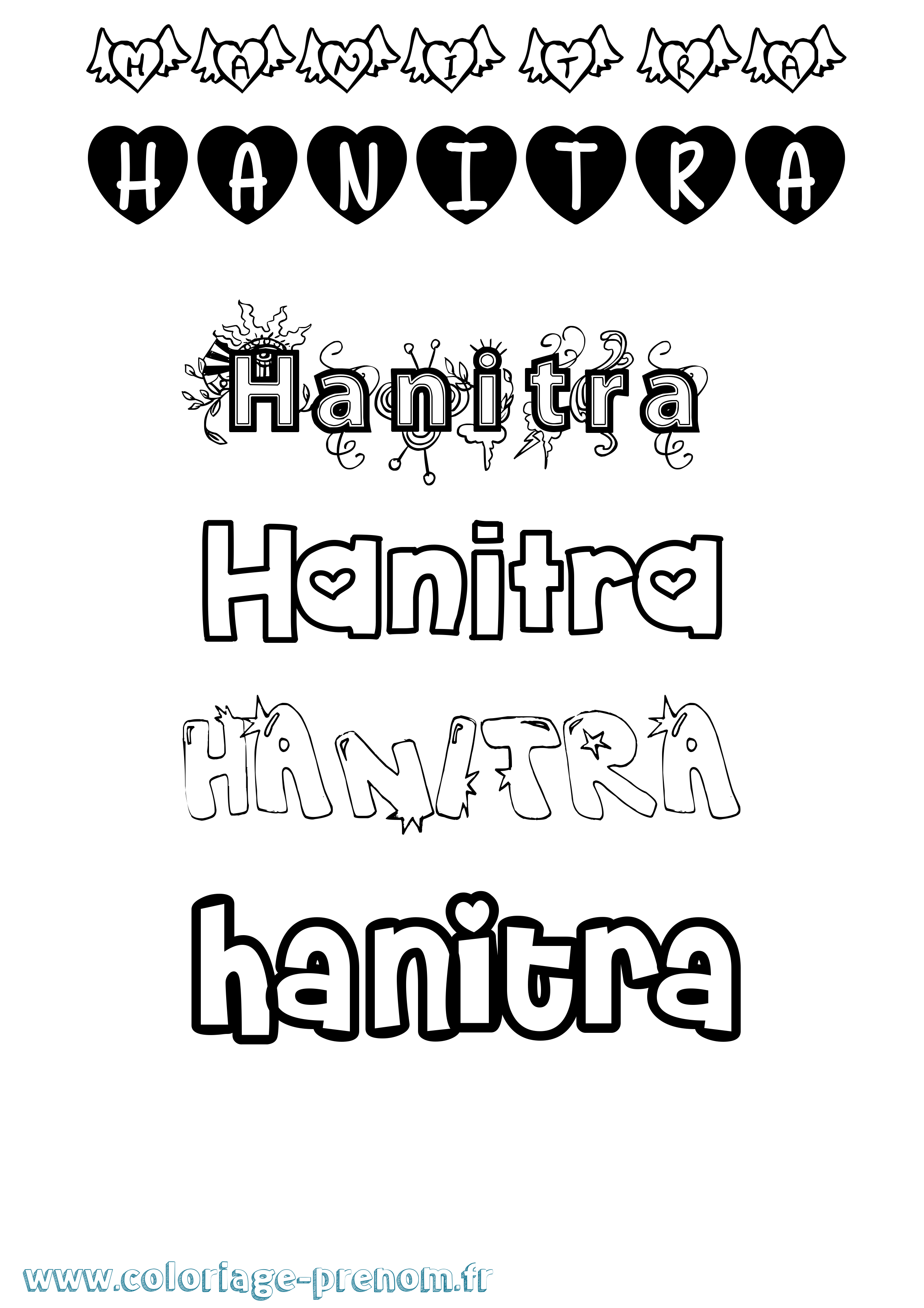 Coloriage Hanitra Girly Coloriage prénom Hanitra Girly