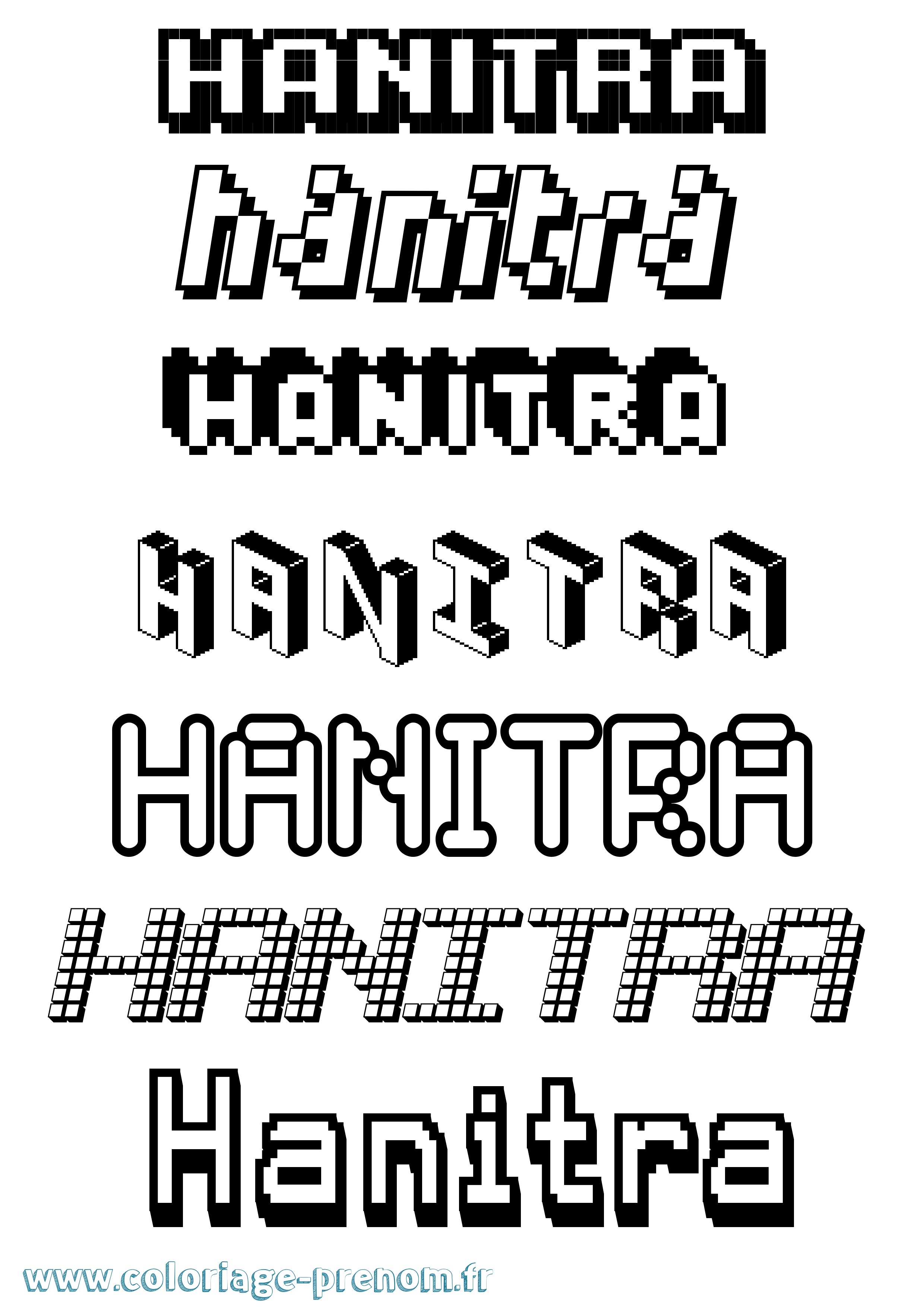 Coloriage prénom Hanitra Pixel