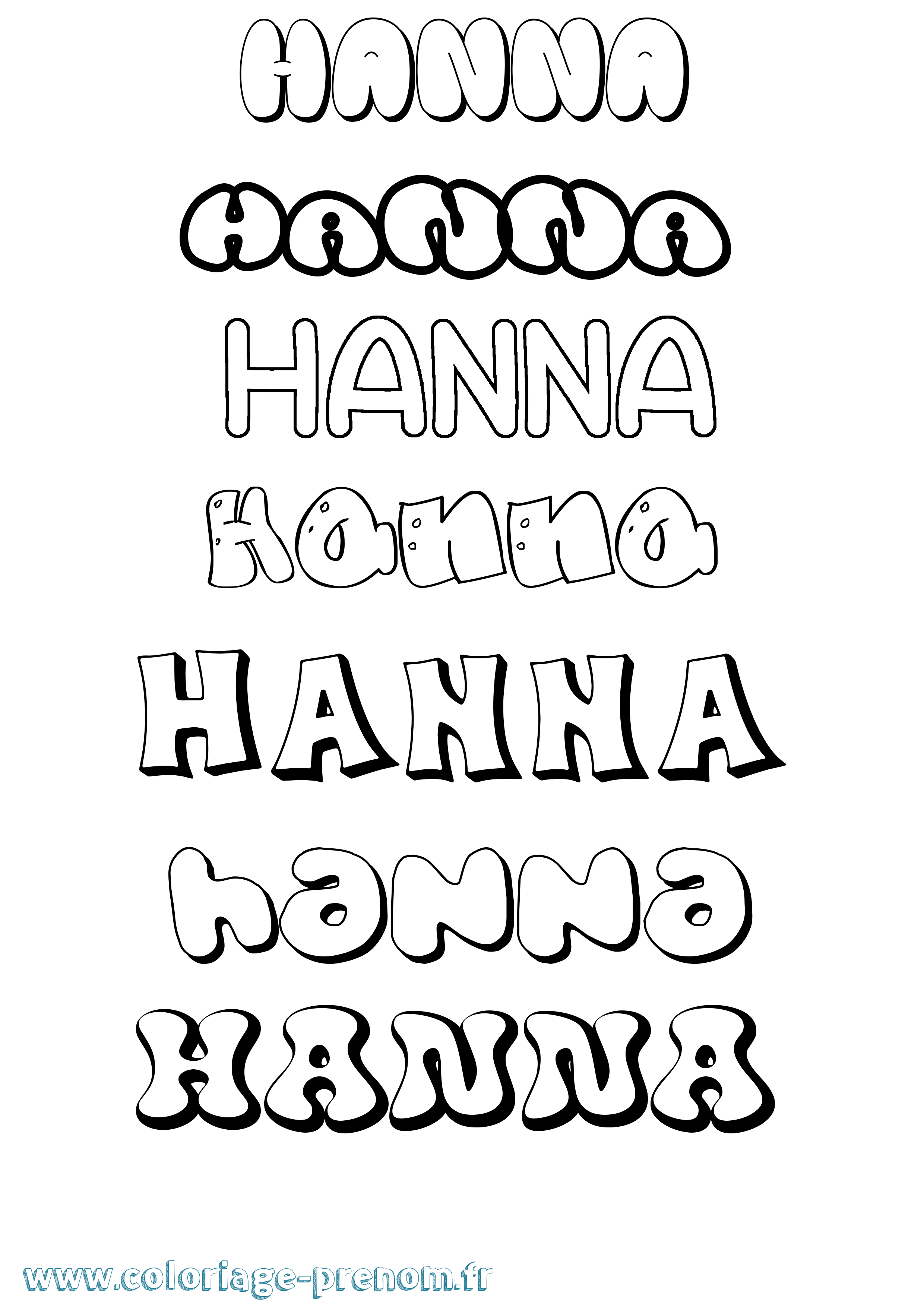 Coloriage Hanna Bubble Coloriage prénom Hanna Bubble
