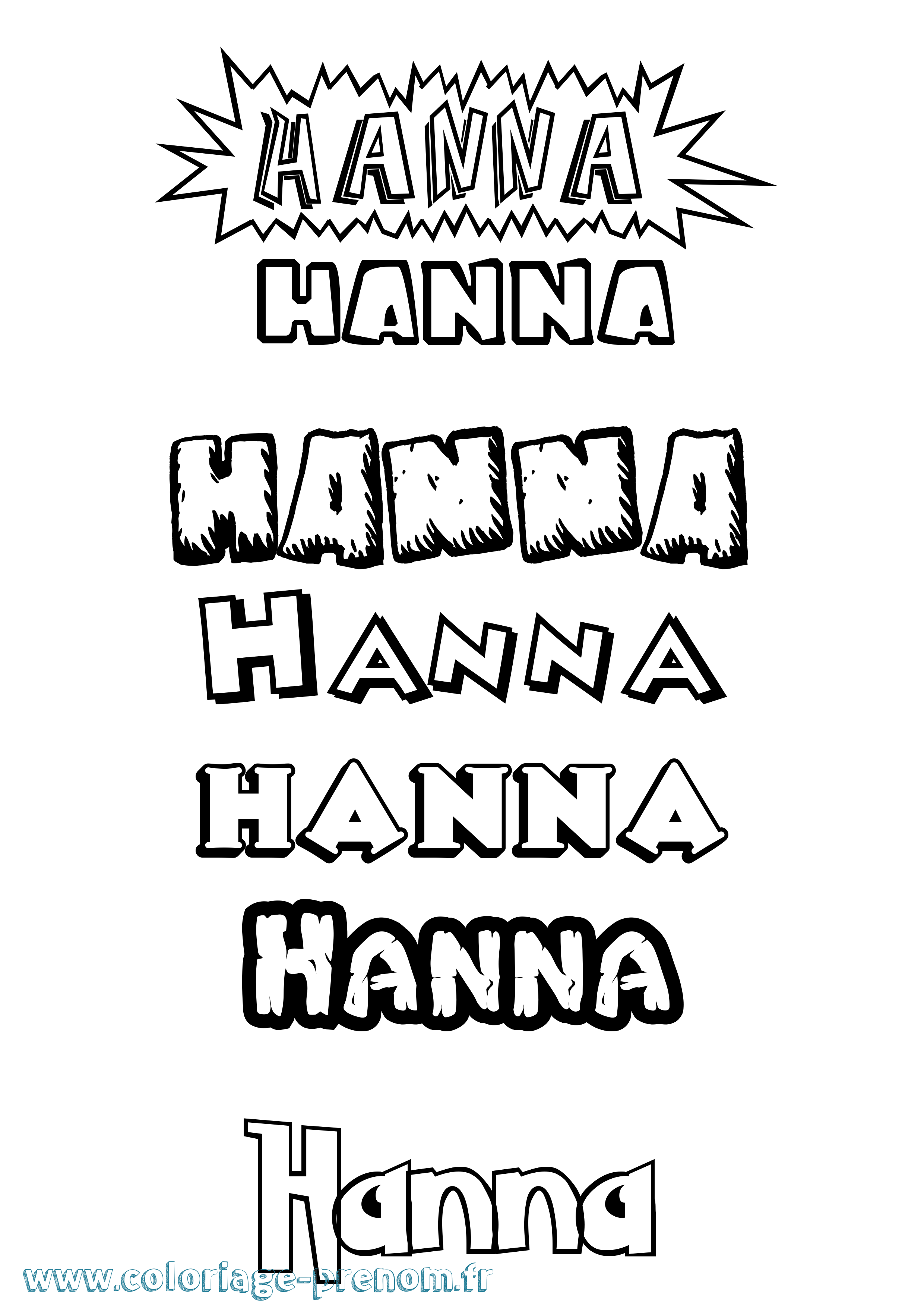 Coloriage prénom Hanna Dessin Animé