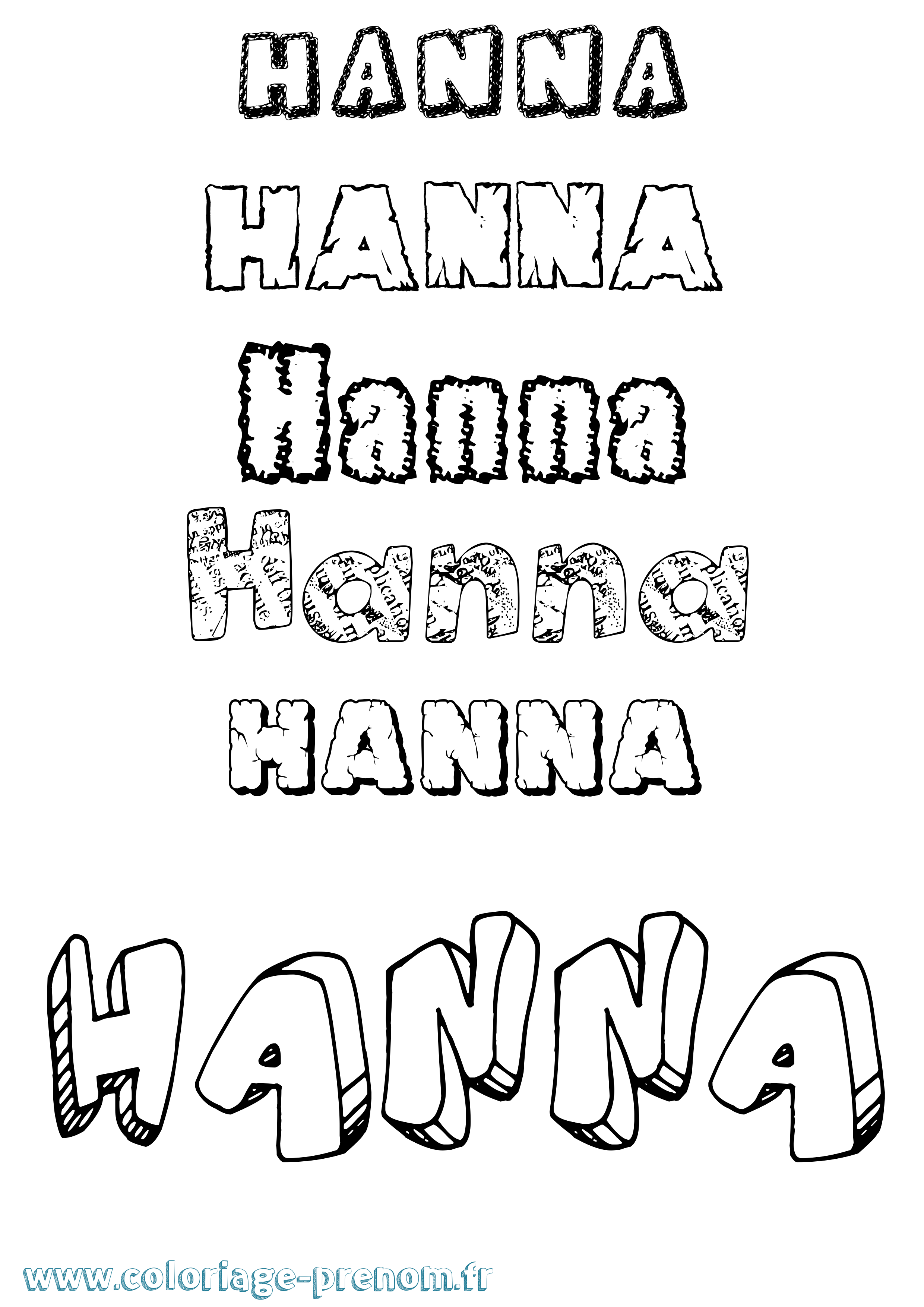 Coloriage Hanna Destructuré Coloriage prénom Hanna Destructuré