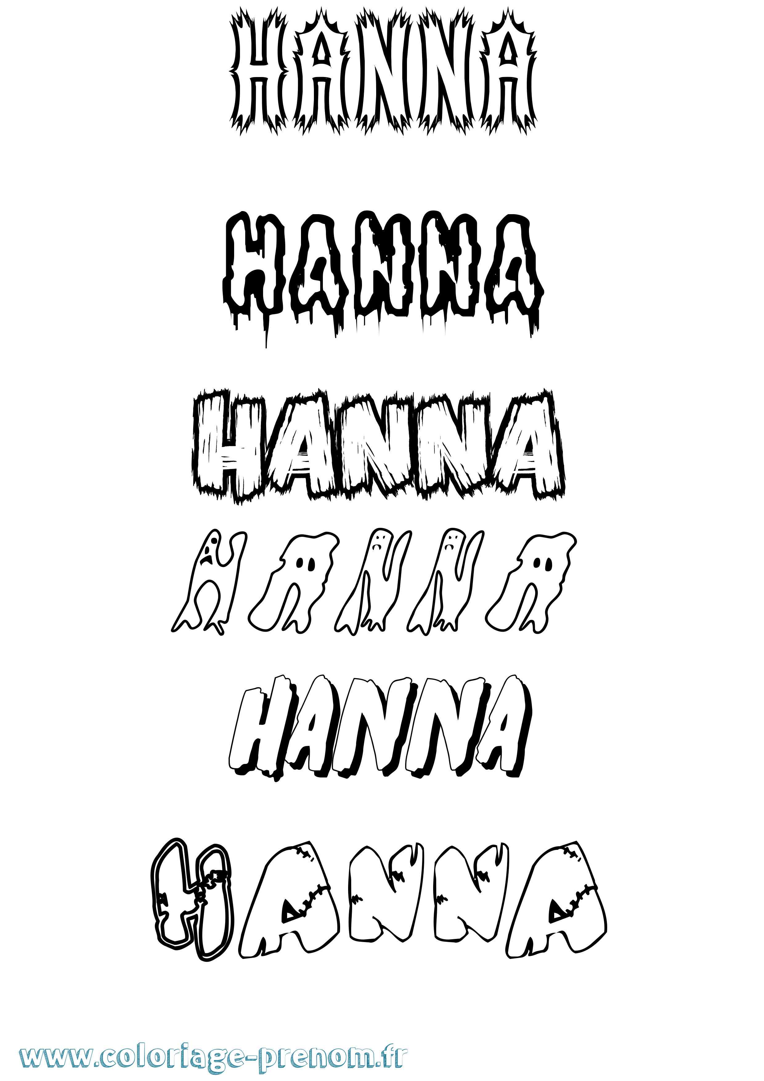 Coloriage Hanna Frisson Coloriage prénom Hanna Frisson