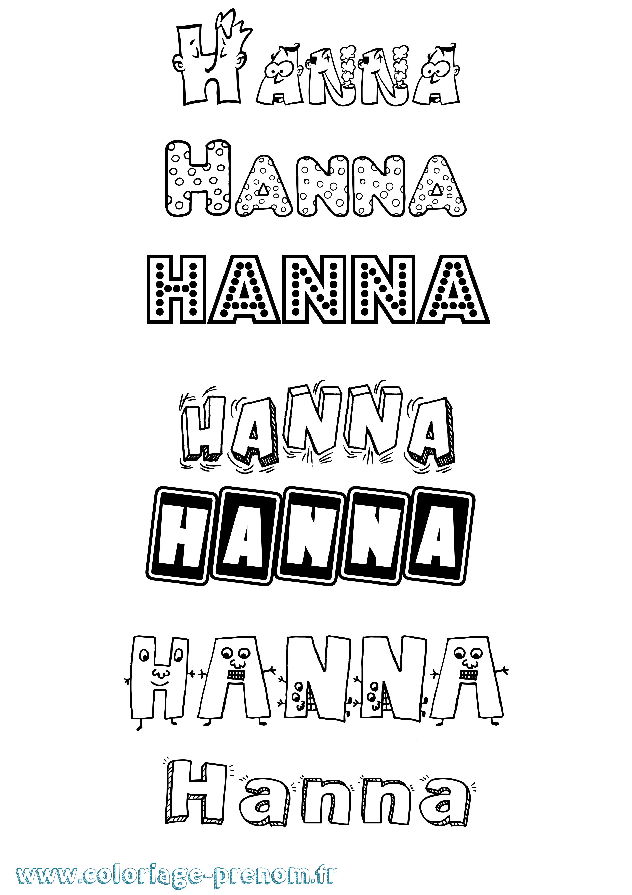 Coloriage prénom Hanna Fun