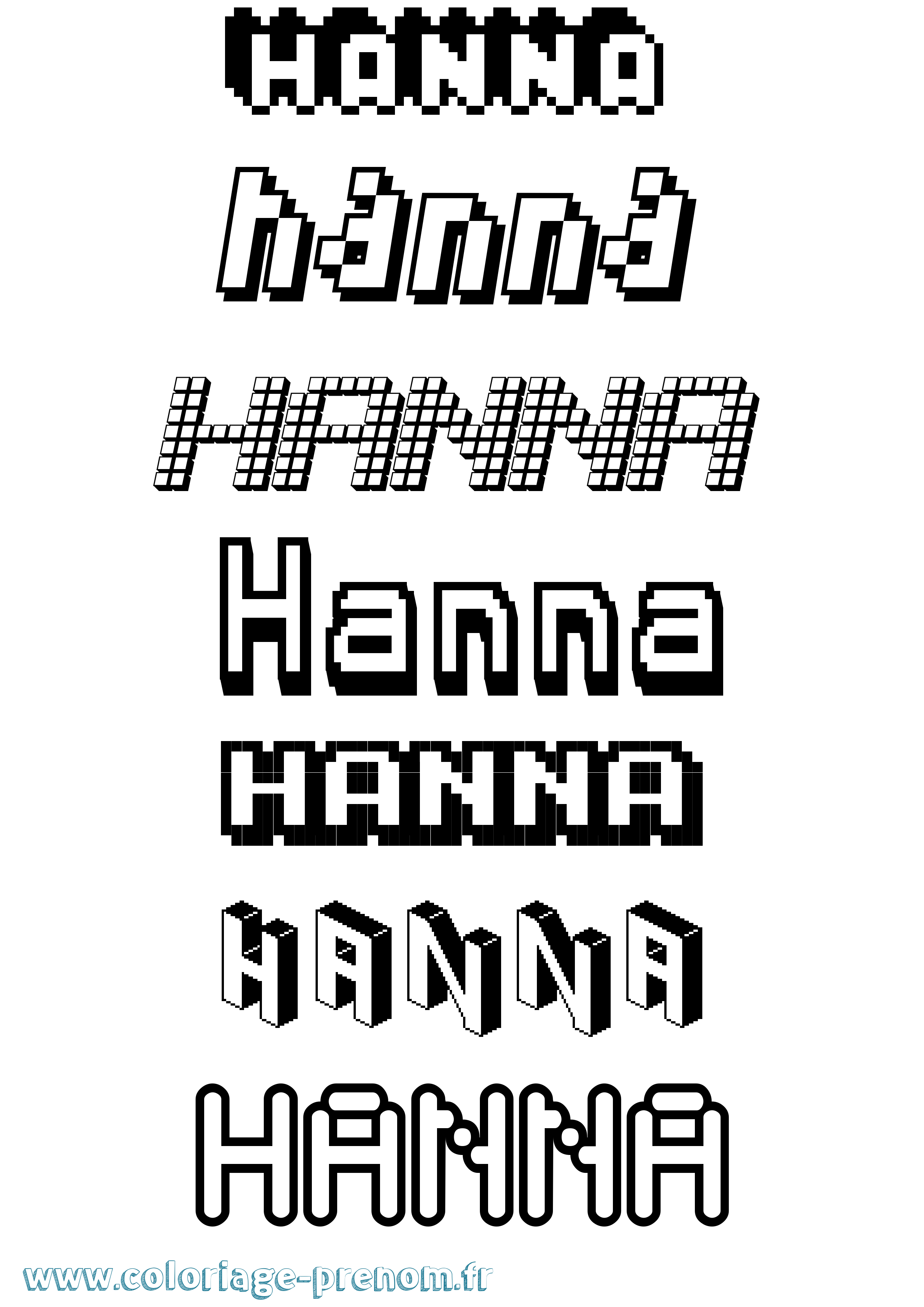 Coloriage Hanna Pixel Coloriage prénom Hanna Pixel