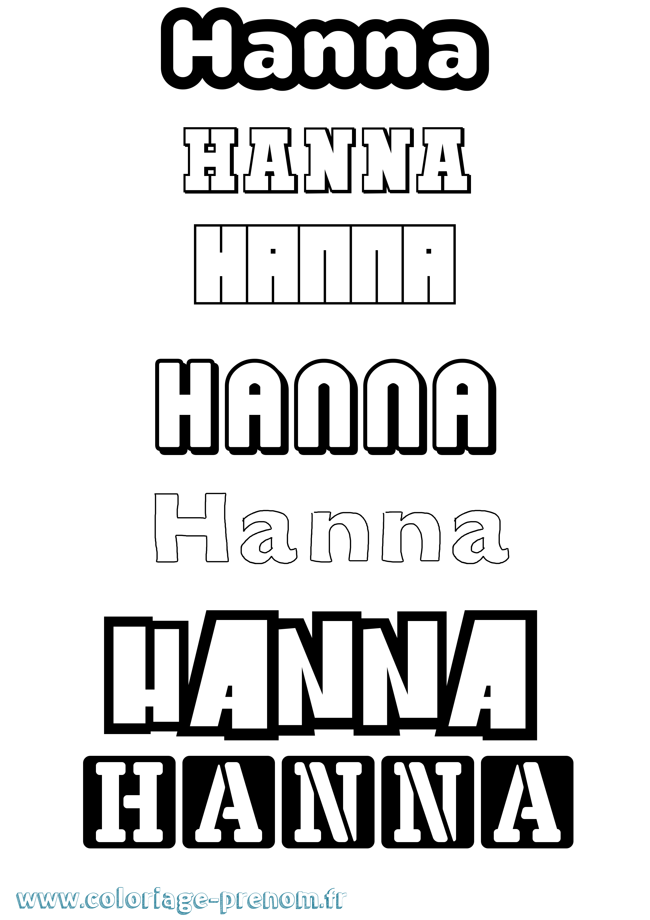 Coloriage Hanna Simple Coloriage prénom Hanna Simple