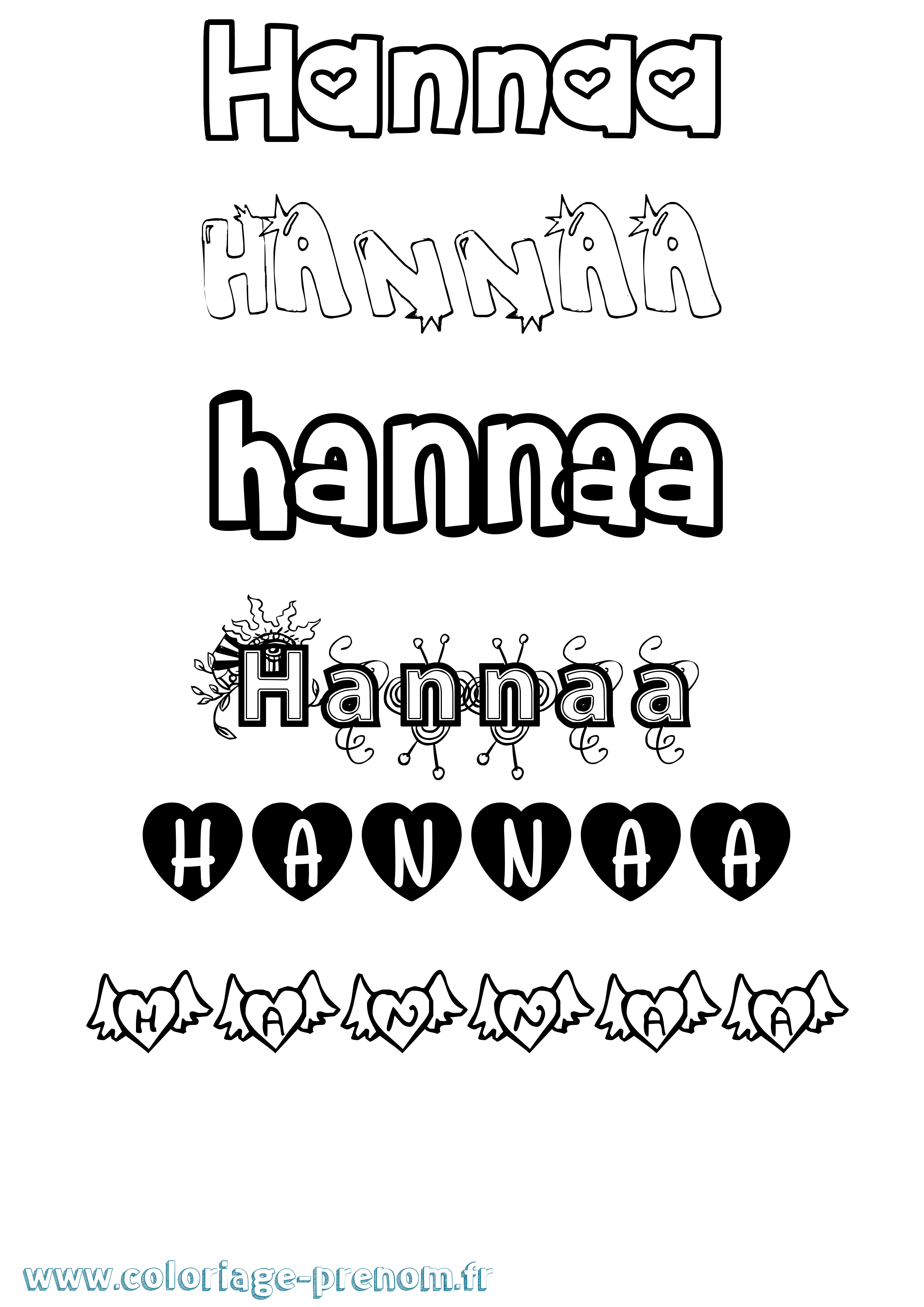 Coloriage prénom Hannaa Girly