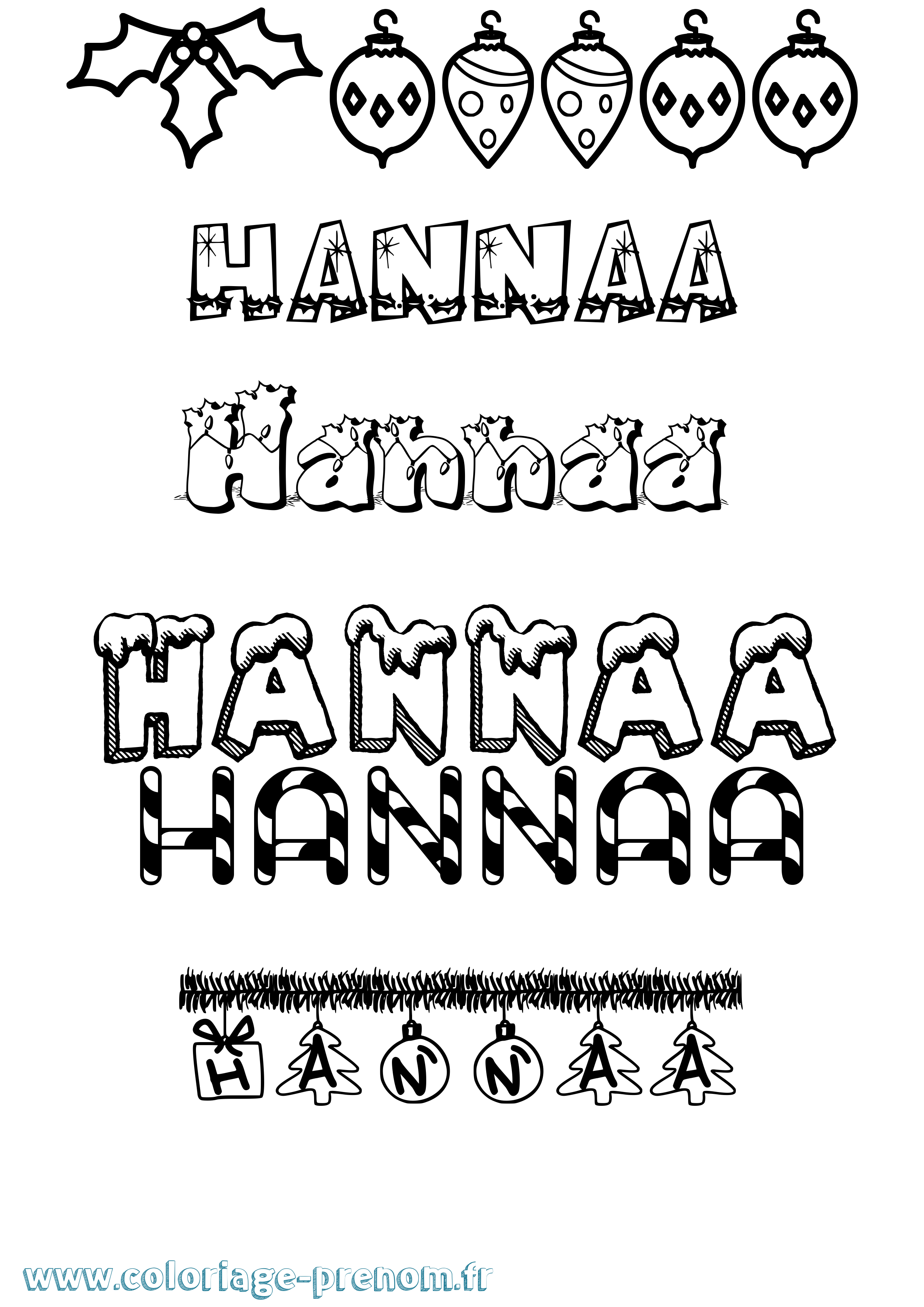 Coloriage prénom Hannaa Noël