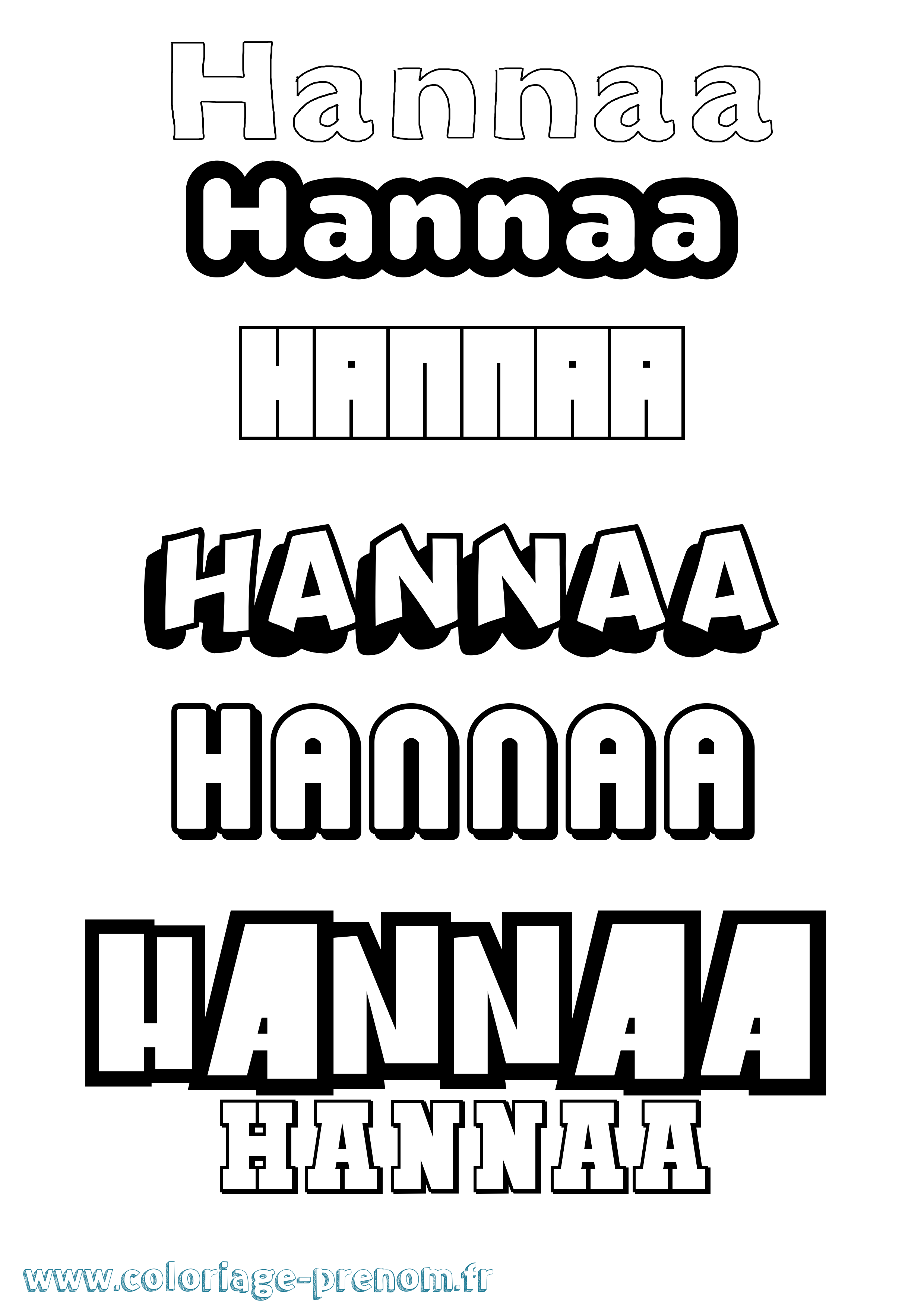 Coloriage prénom Hannaa Simple