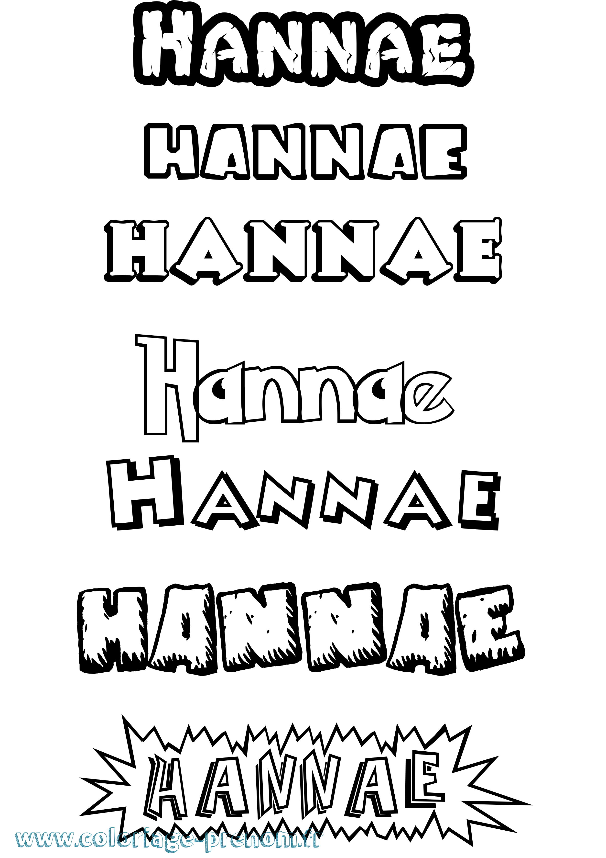 Coloriage prénom Hannae Dessin Animé