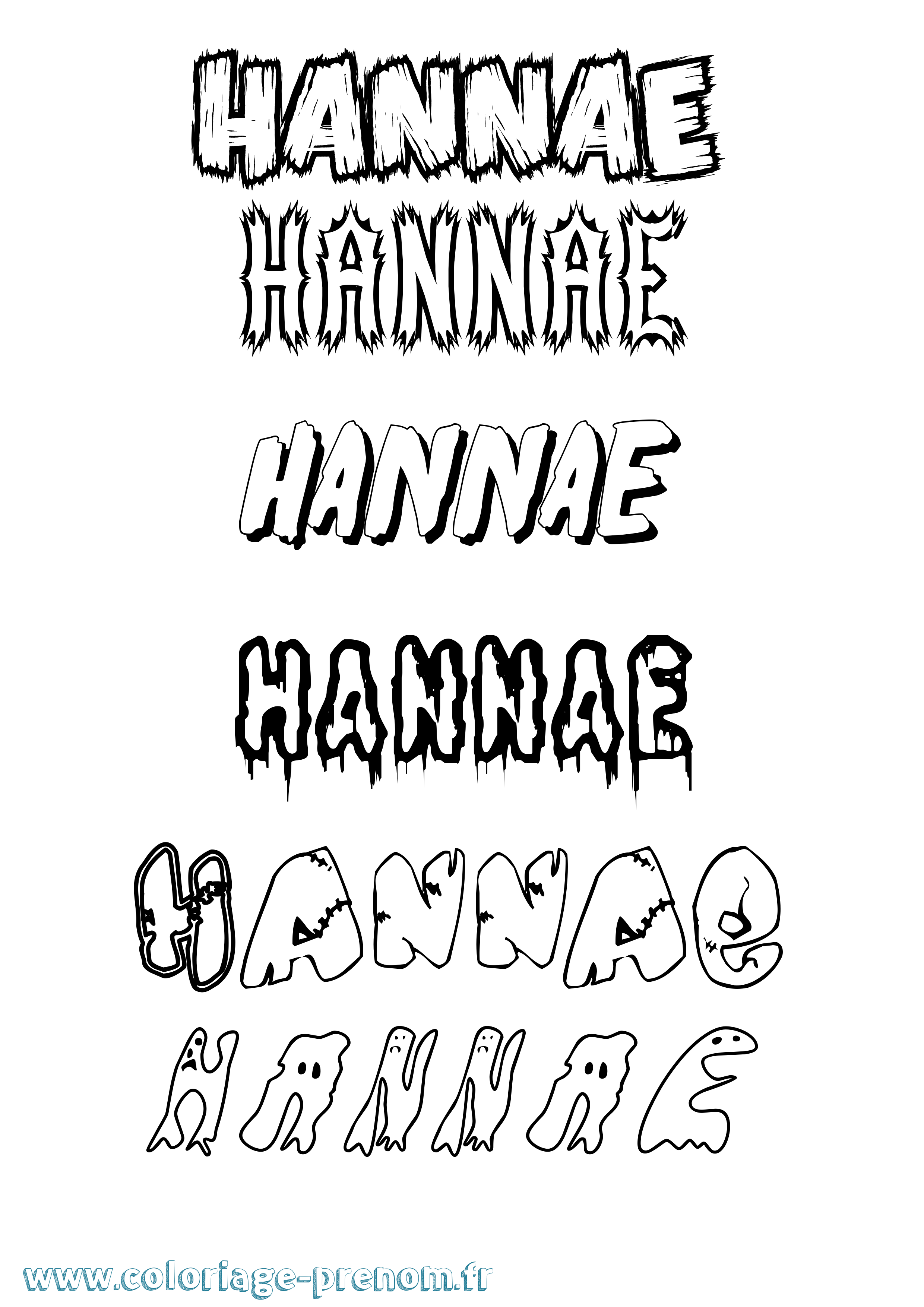 Coloriage prénom Hannae Frisson