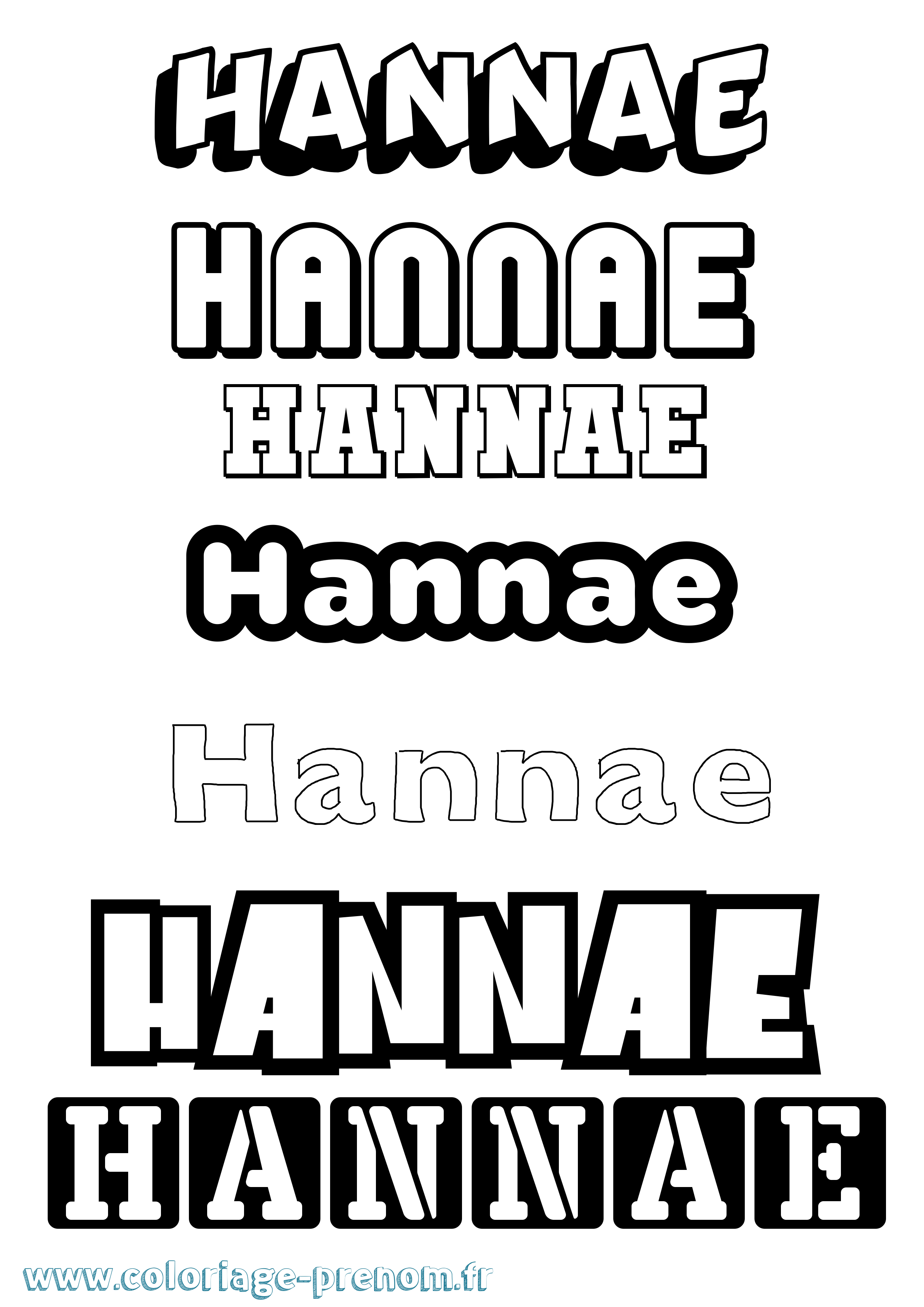 Coloriage prénom Hannae Simple