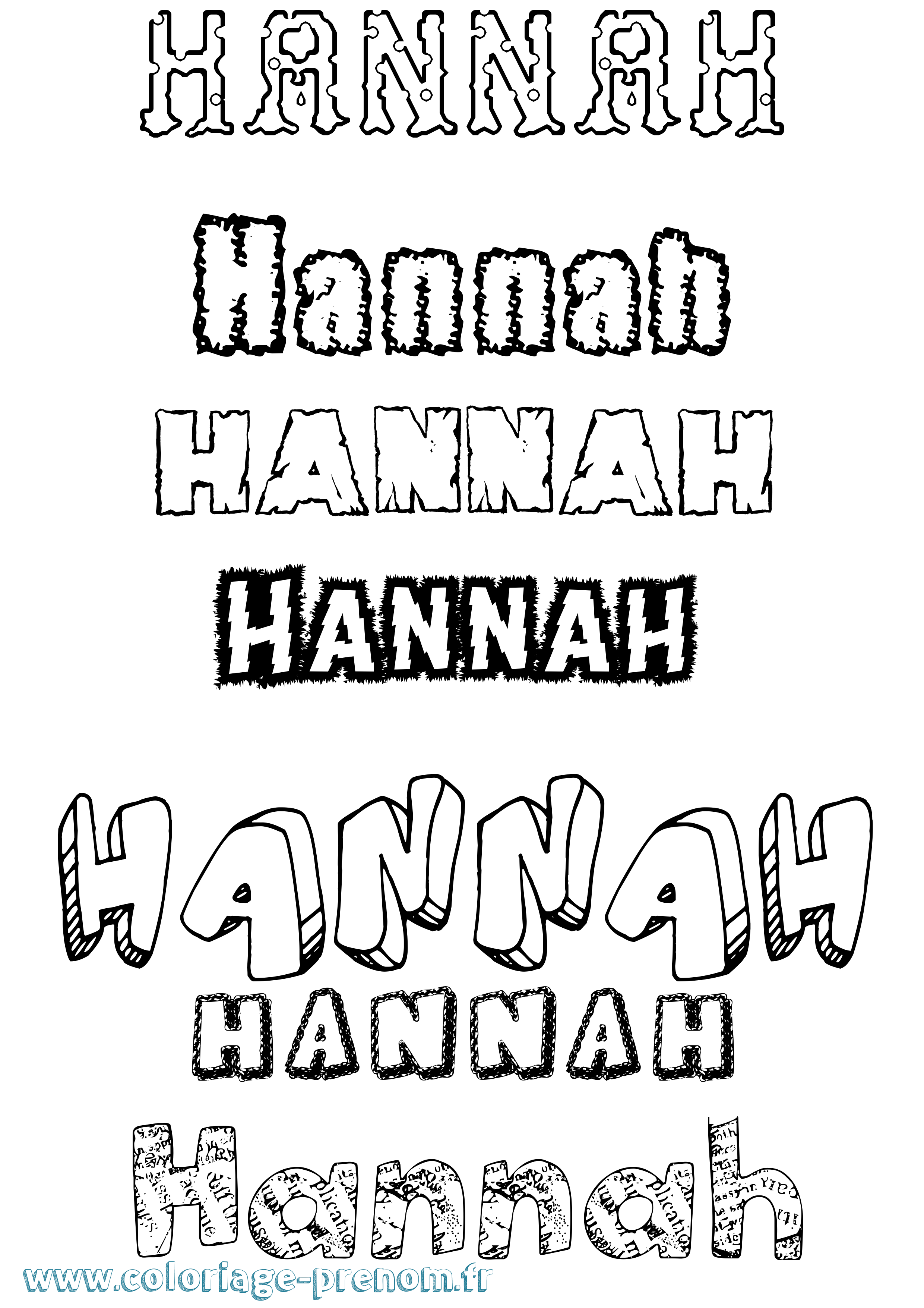 Coloriage prénom Hannah Destructuré