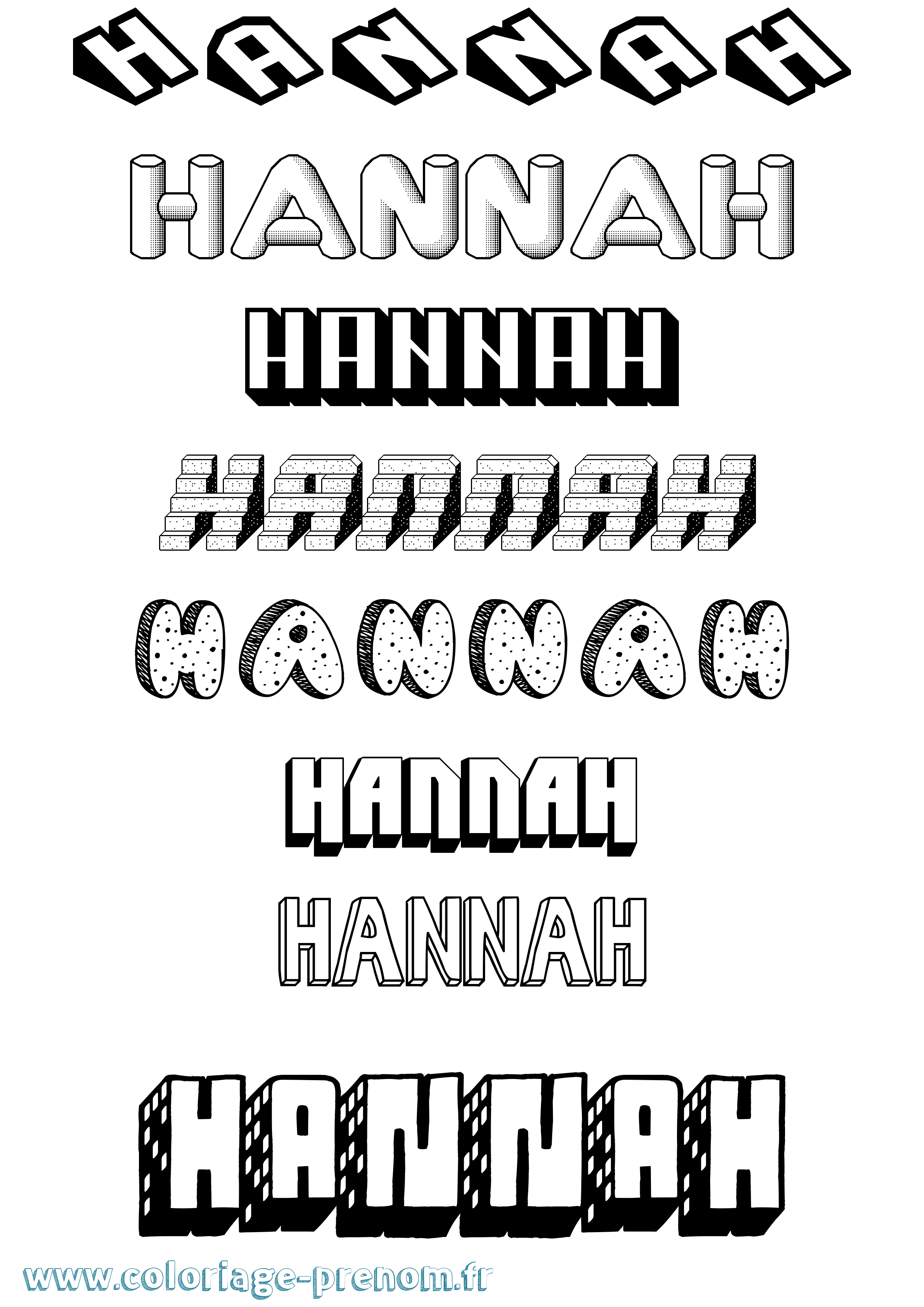 Coloriage prénom Hannah