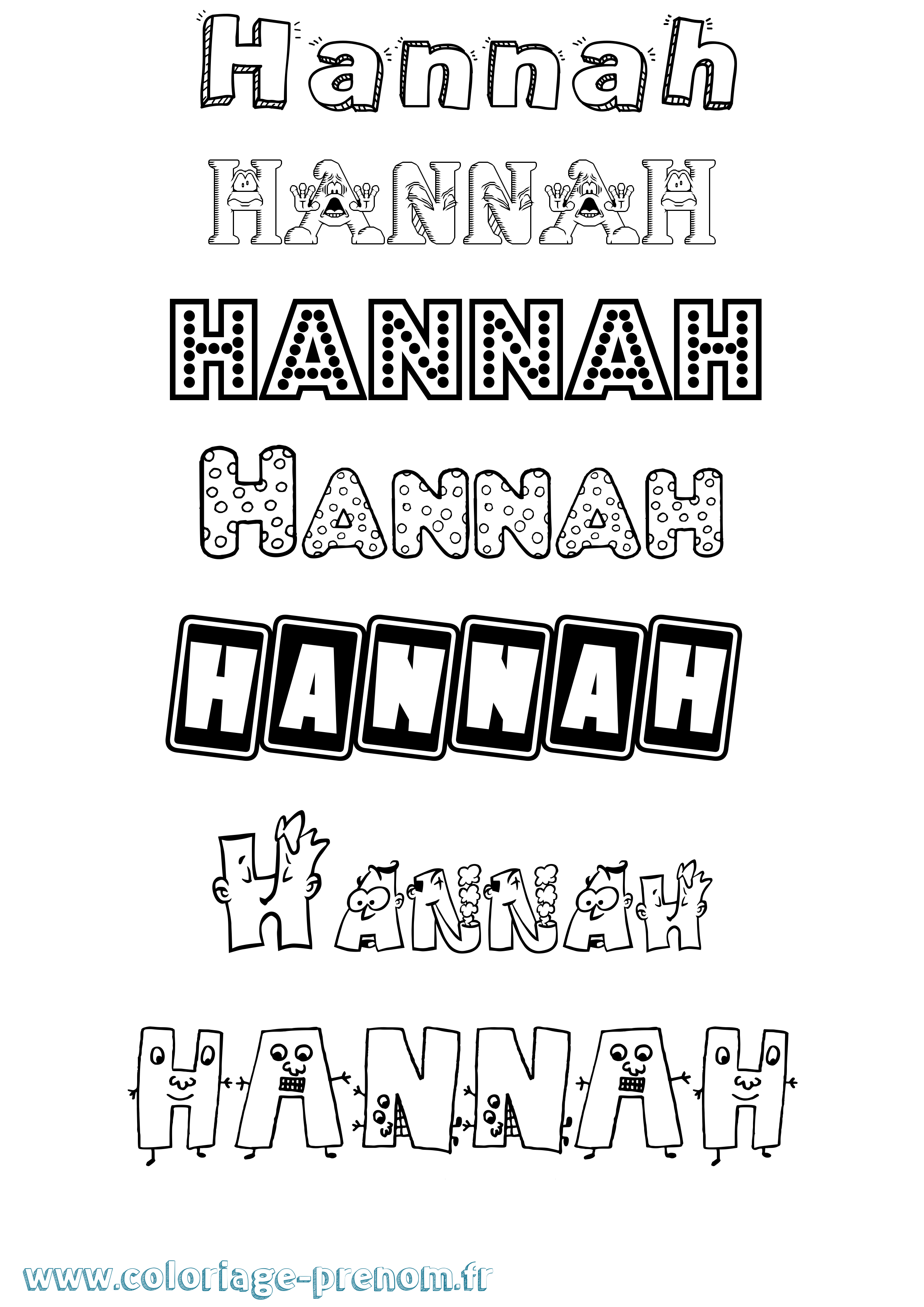 Coloriage prénom Hannah Fun