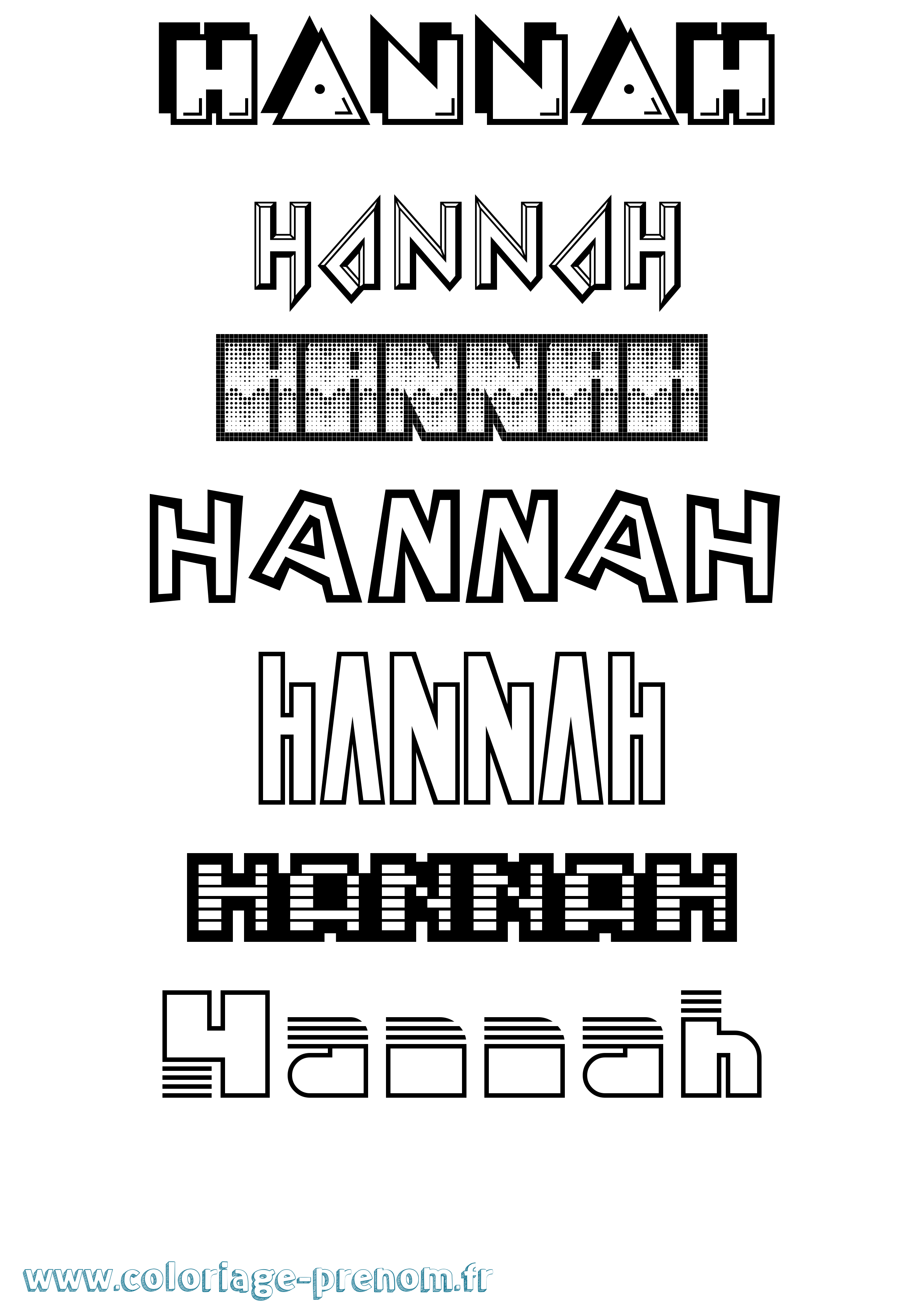 Coloriage prénom Hannah Jeux Vidéos