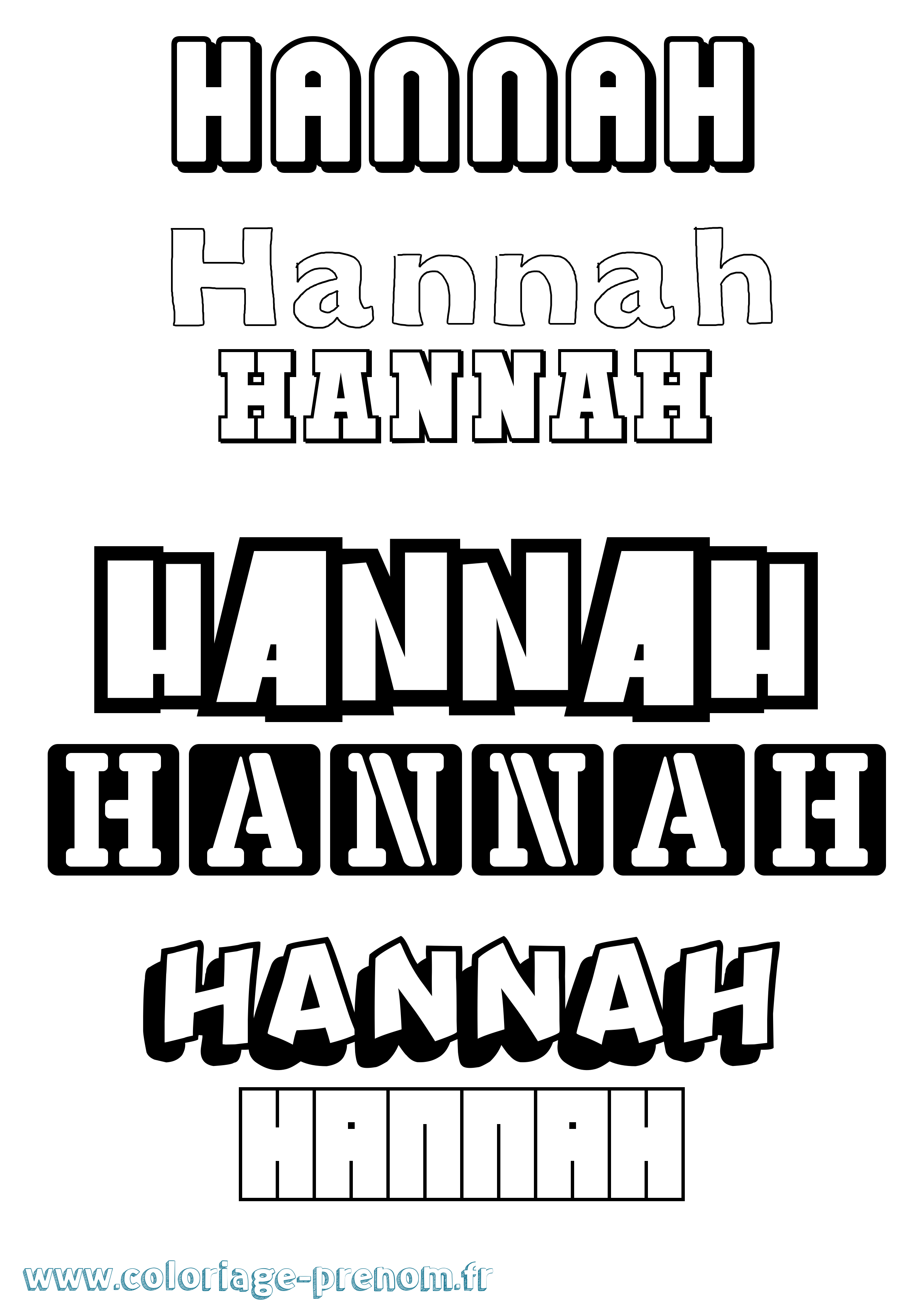 Coloriage prénom Hannah Simple