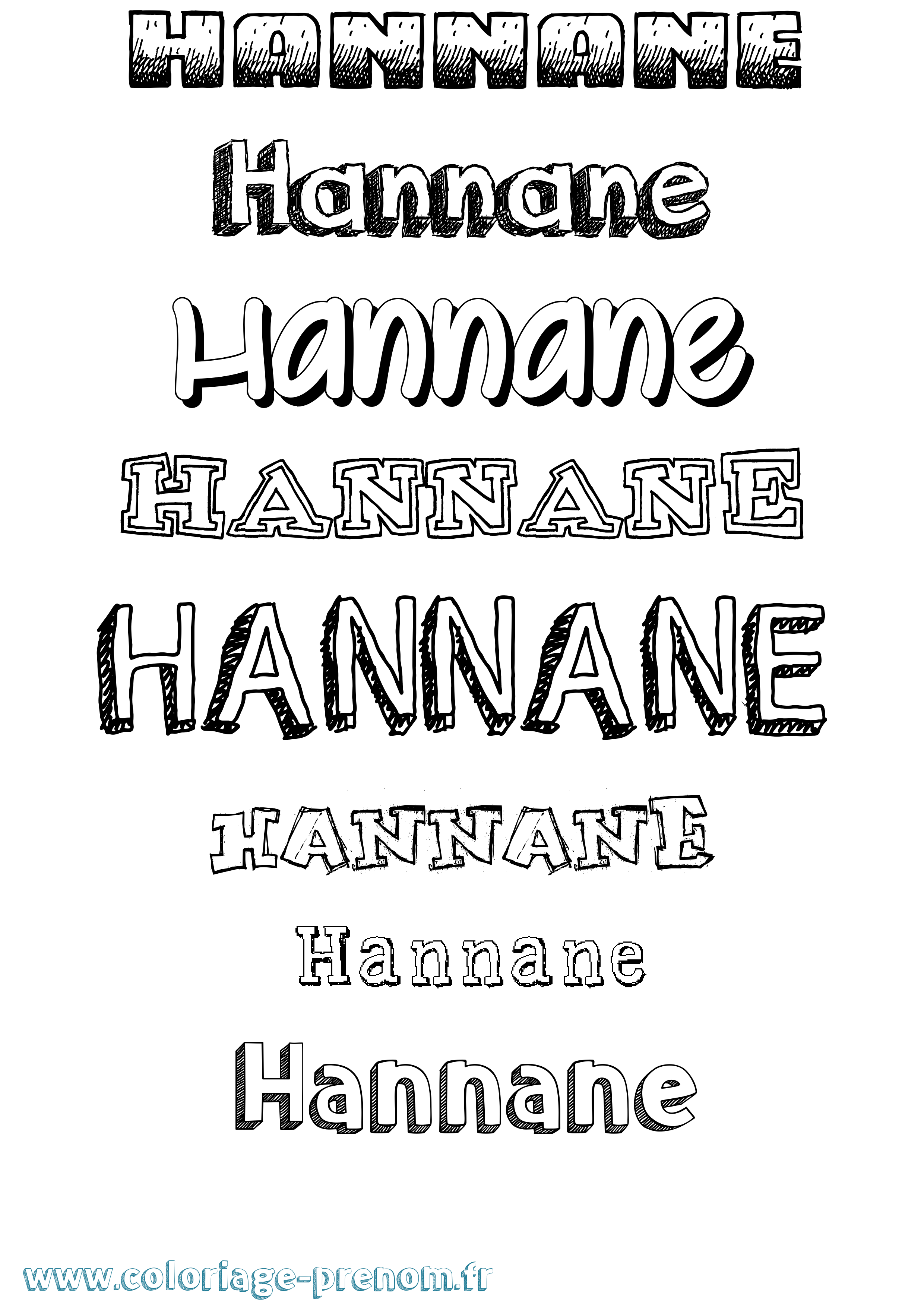 Coloriage prénom Hannane Dessiné