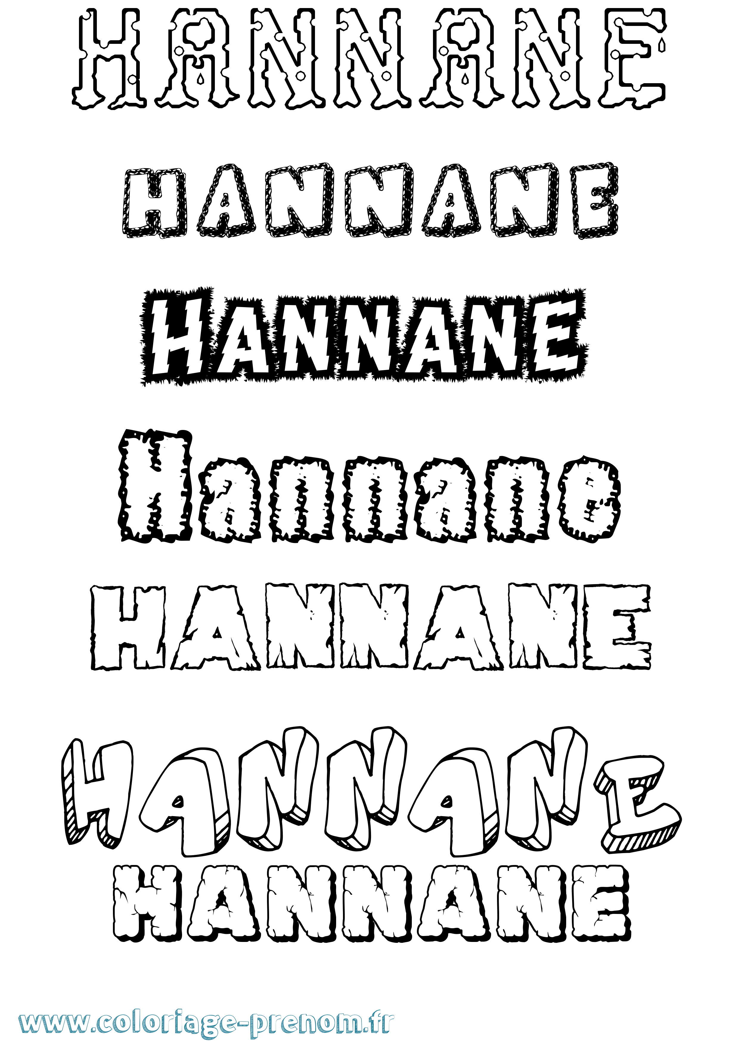 Coloriage prénom Hannane Destructuré