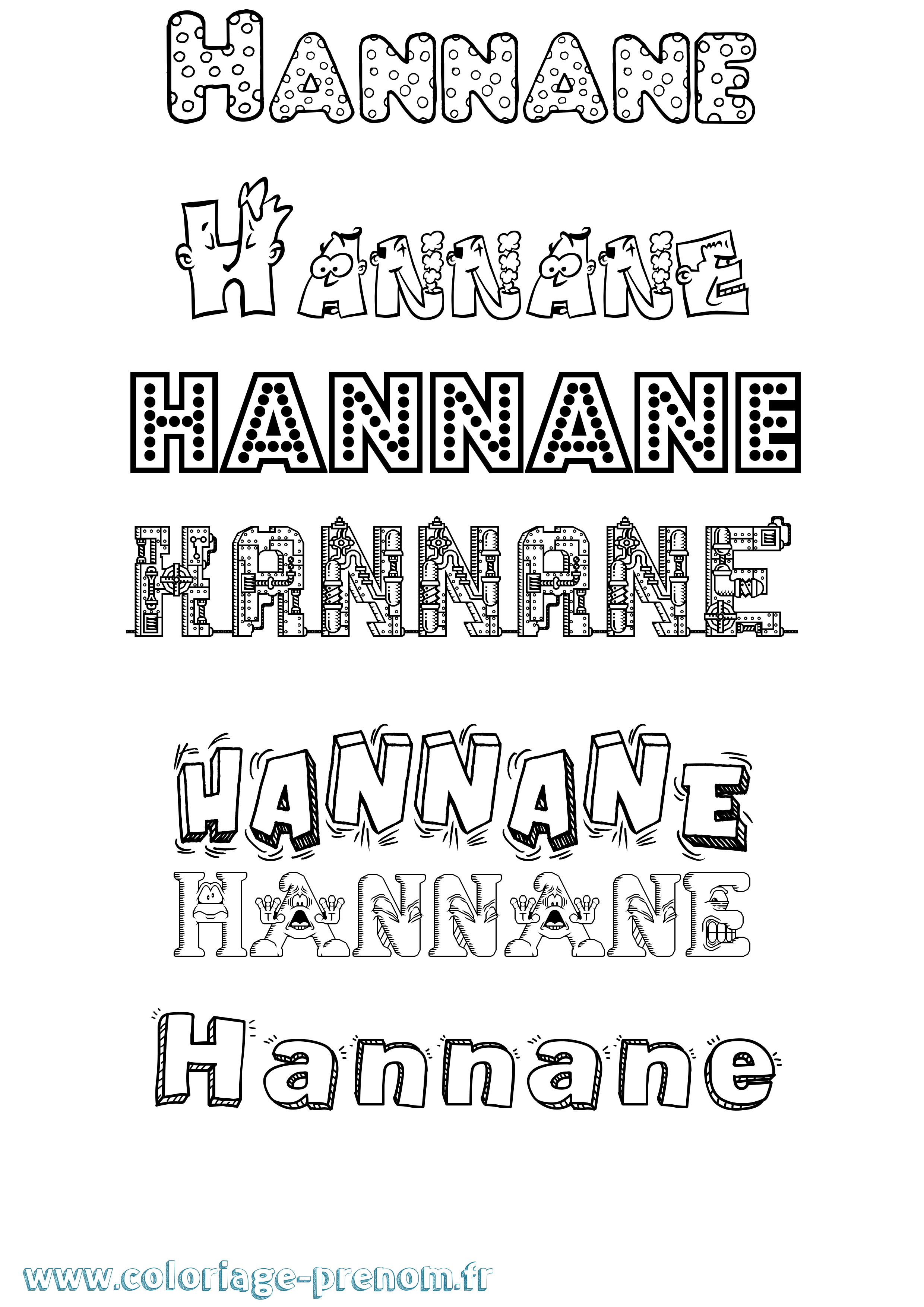 Coloriage prénom Hannane Fun