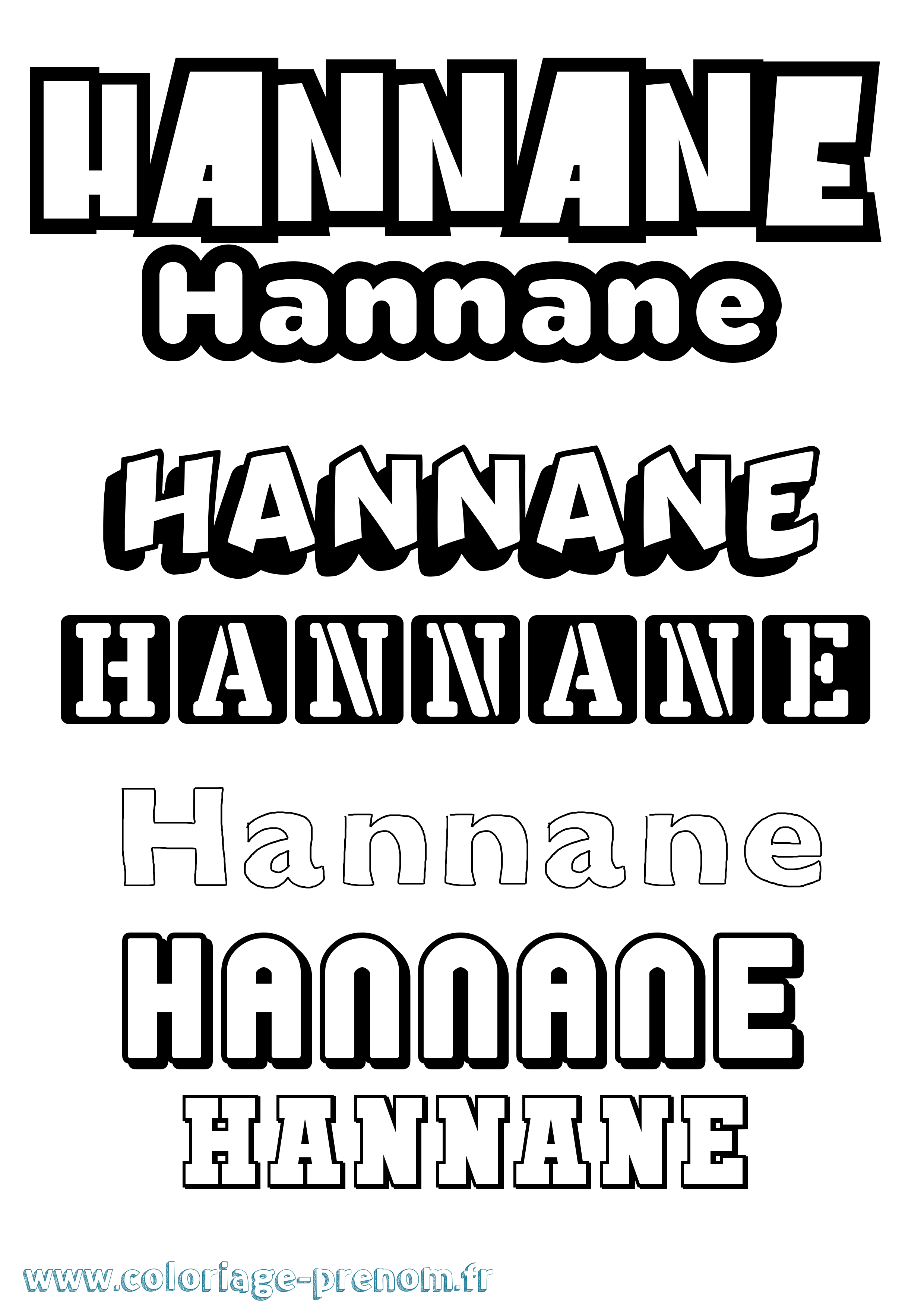 Coloriage prénom Hannane Simple