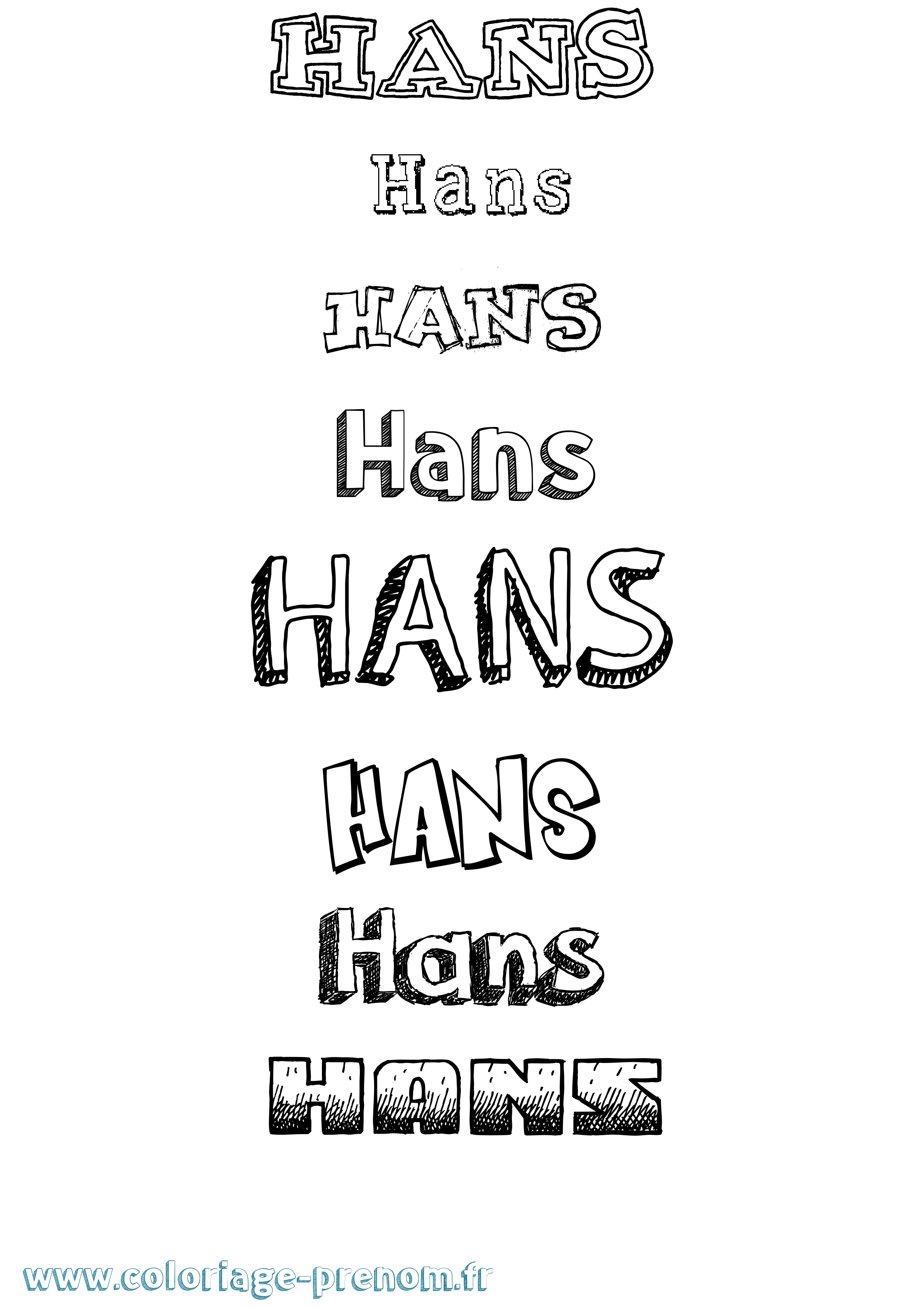 Coloriage prénom Hans Dessiné