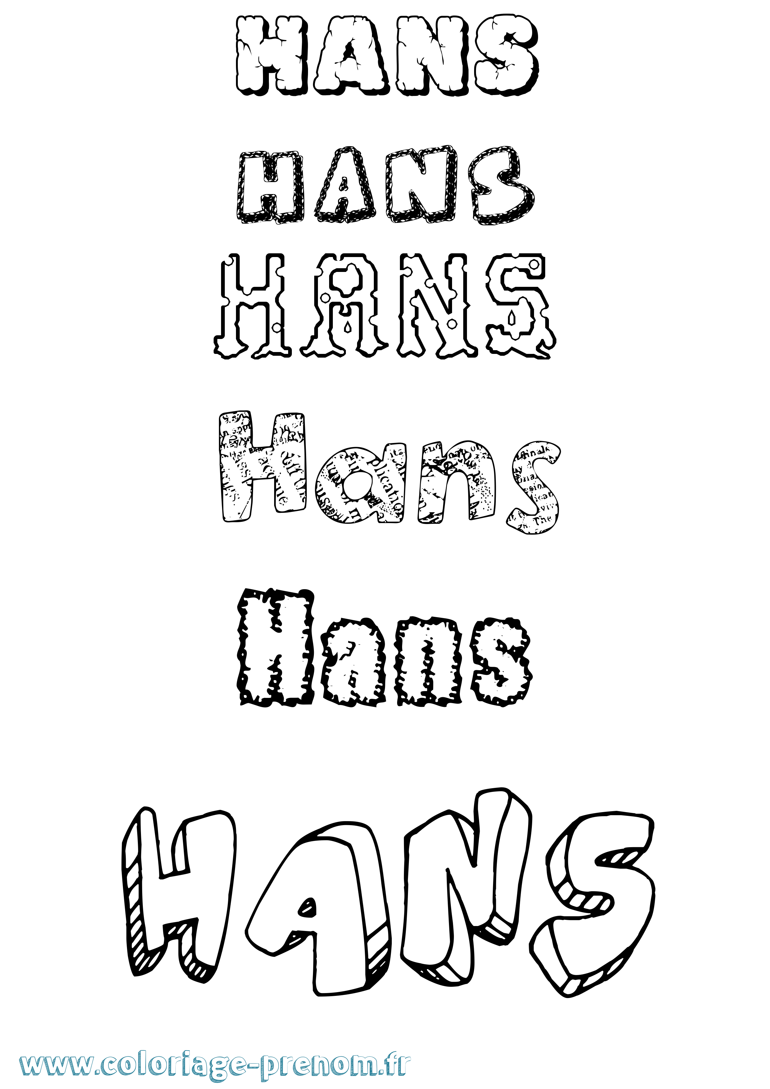 Coloriage prénom Hans Destructuré