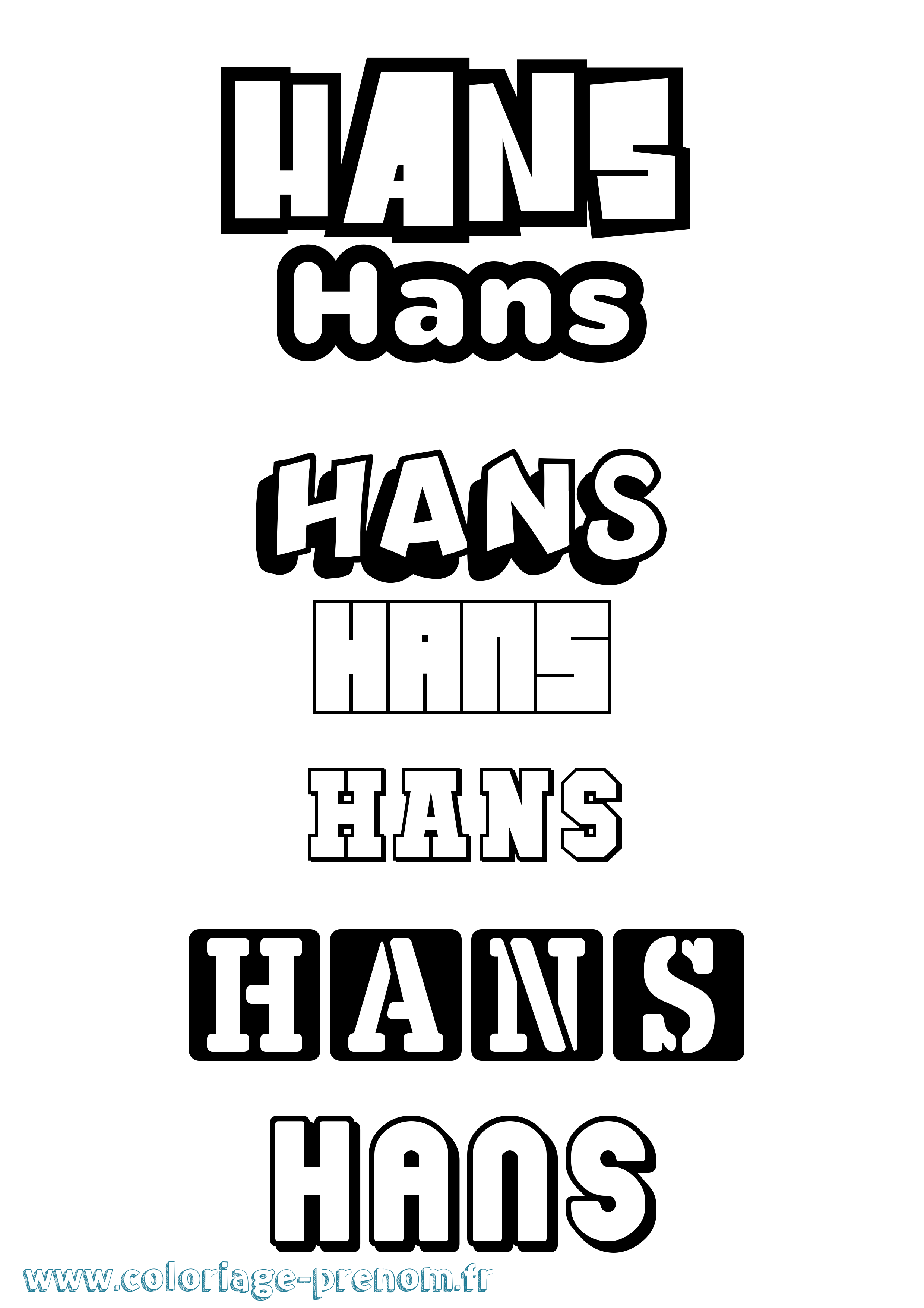 Coloriage prénom Hans Simple