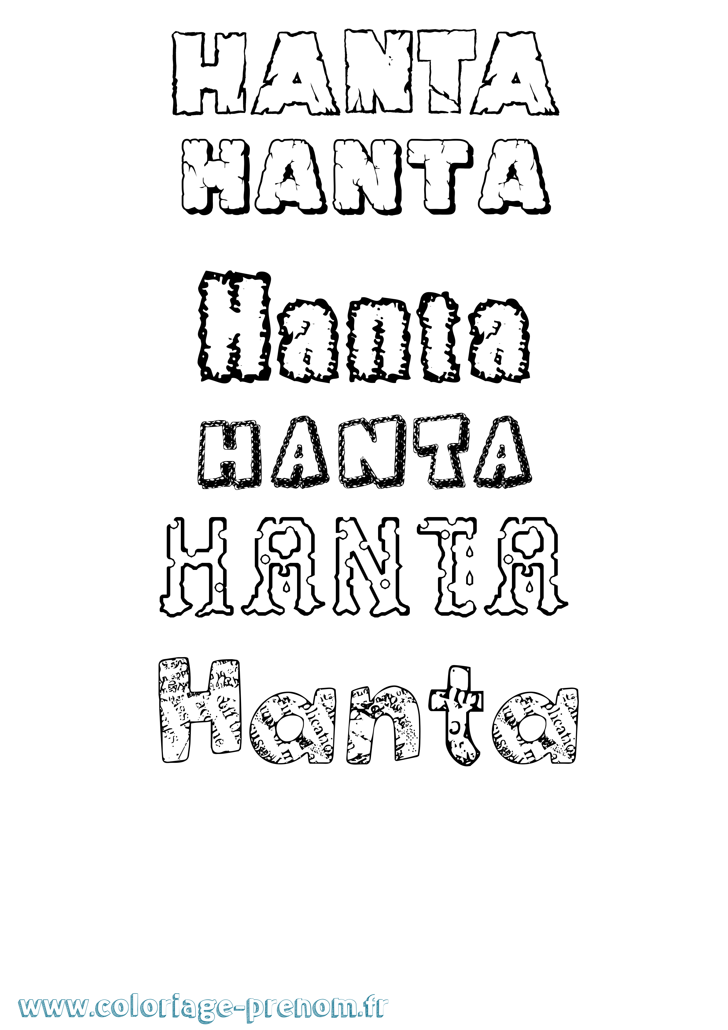Coloriage prénom Hanta Destructuré