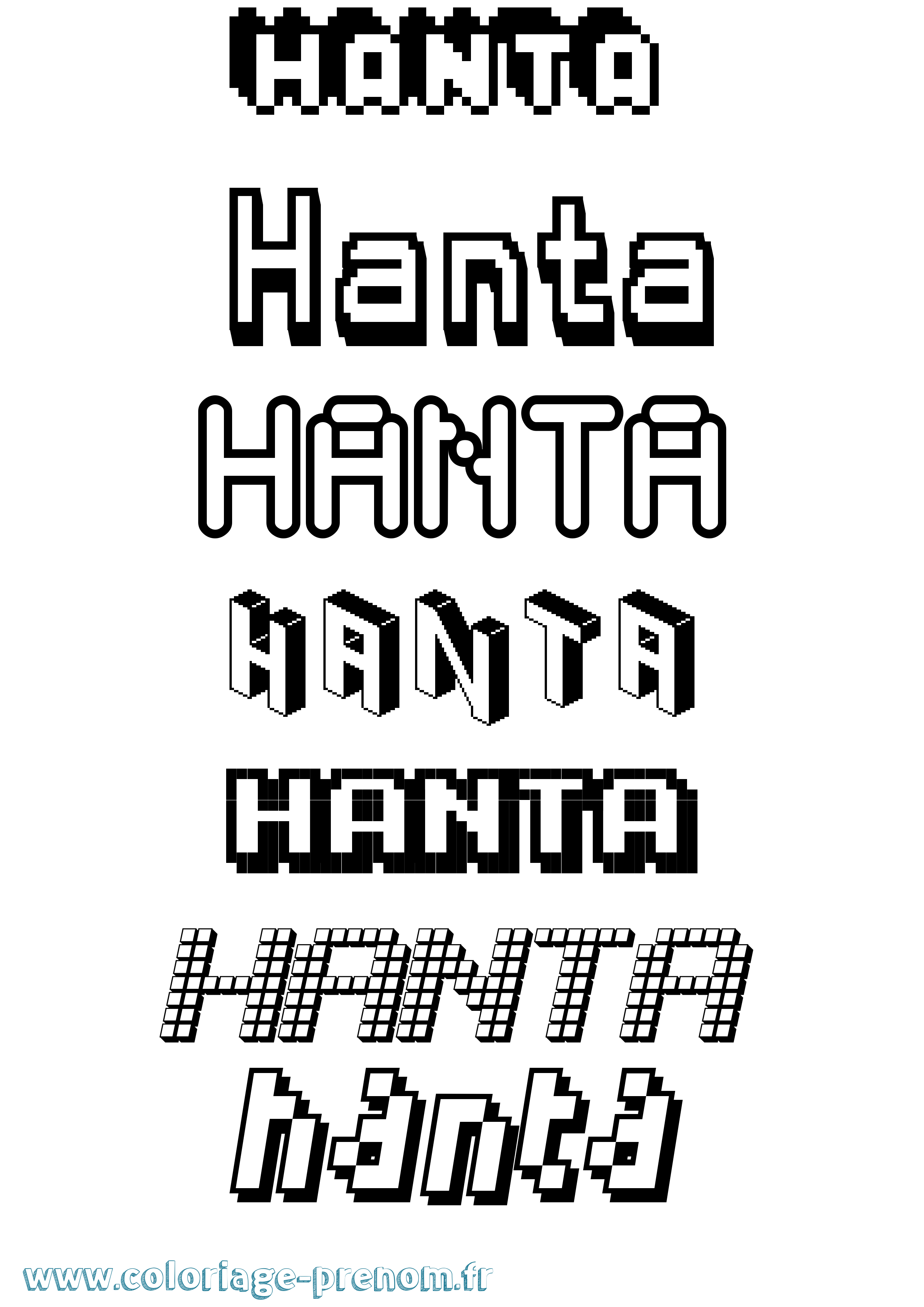 Coloriage prénom Hanta Pixel