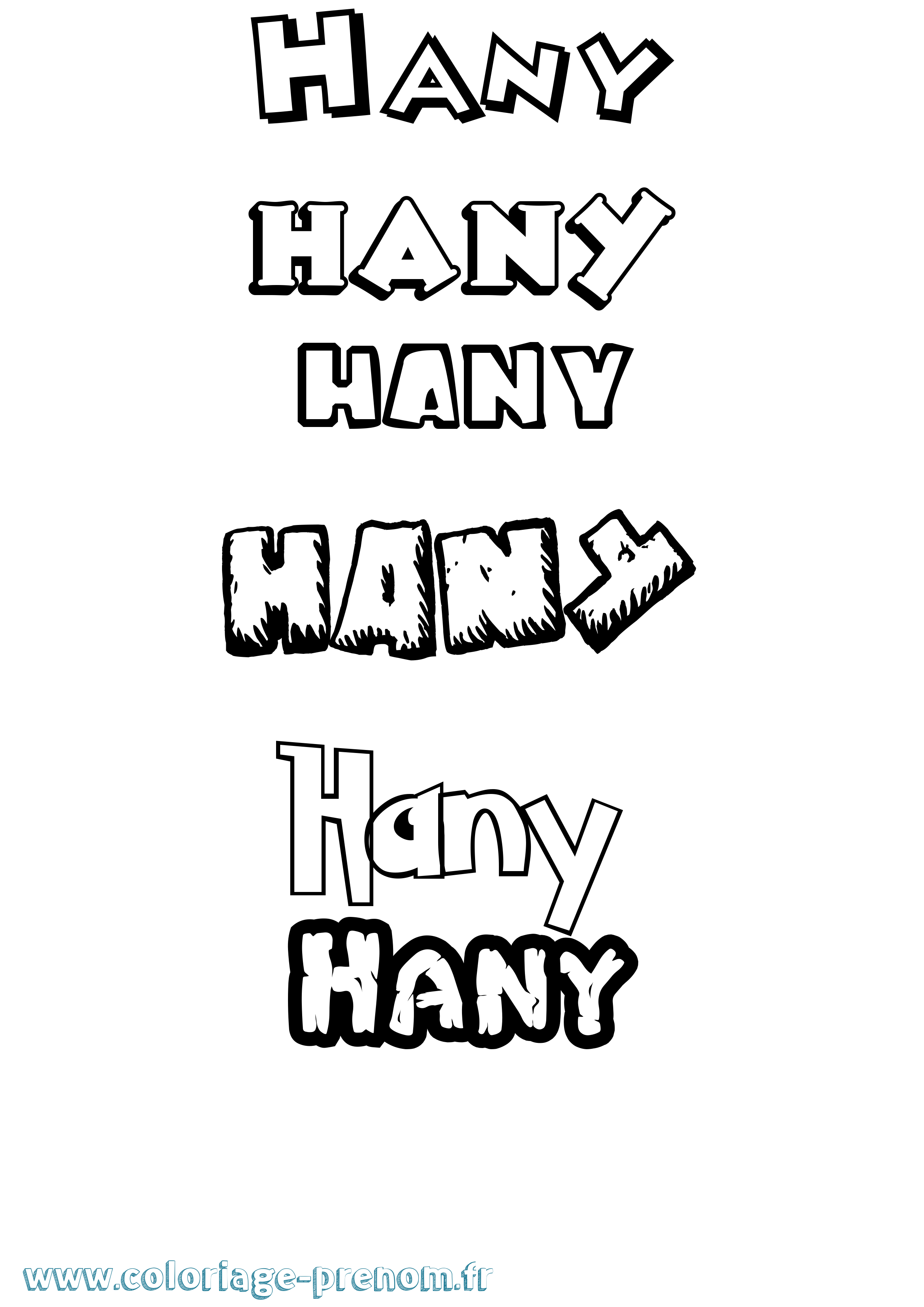 Coloriage prénom Hany Dessin Animé